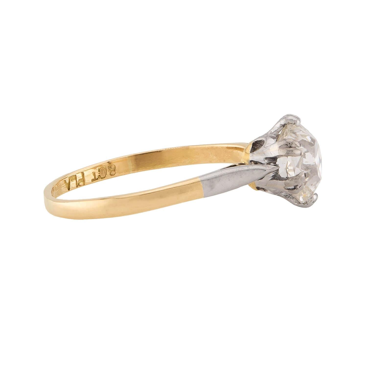 Edwardian 18k/Platinum Diamond Engagement Ring 1.30ct