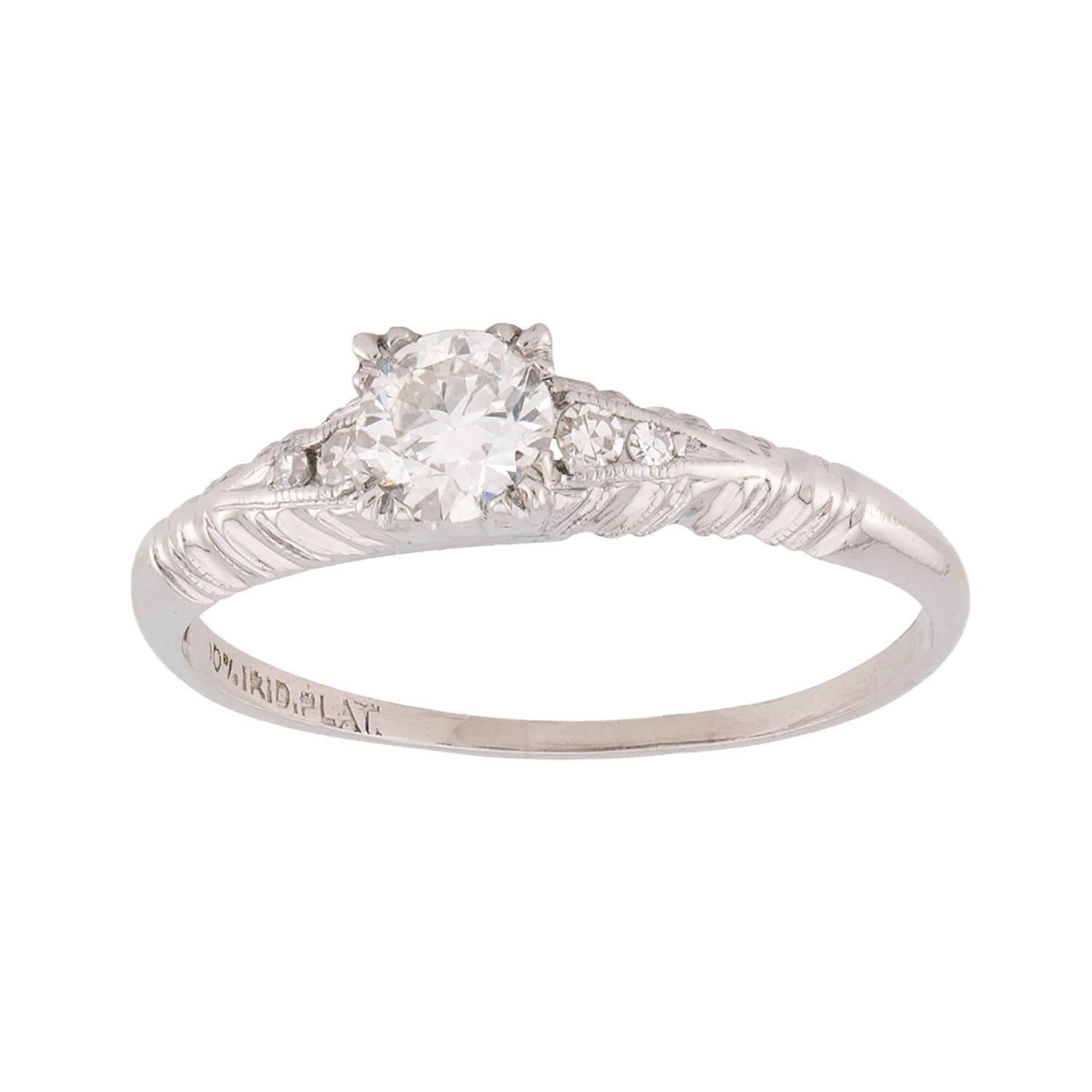 Art Deco Platinum Diamond Engagement Ring .35ct