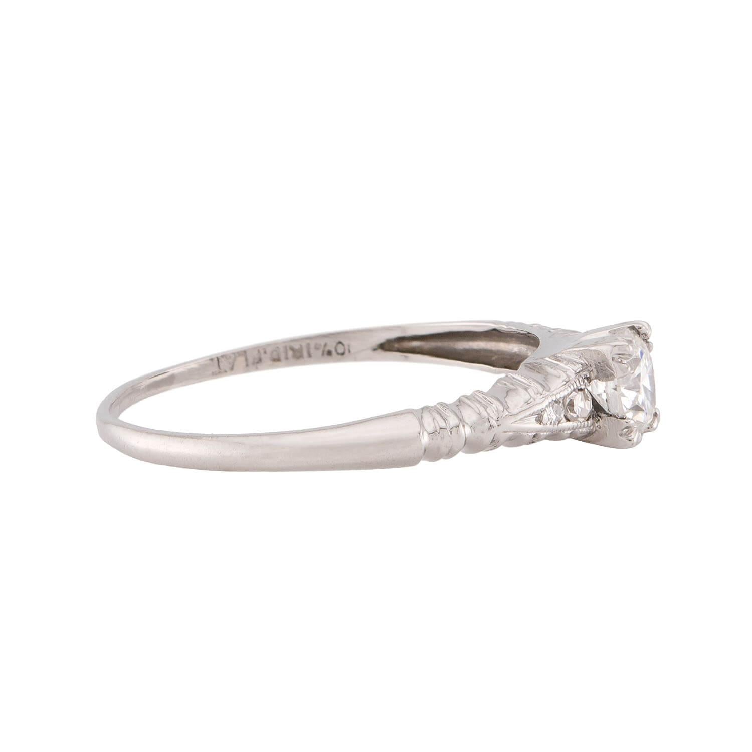 Art Deco Platinum Diamond Engagement Ring .35ct