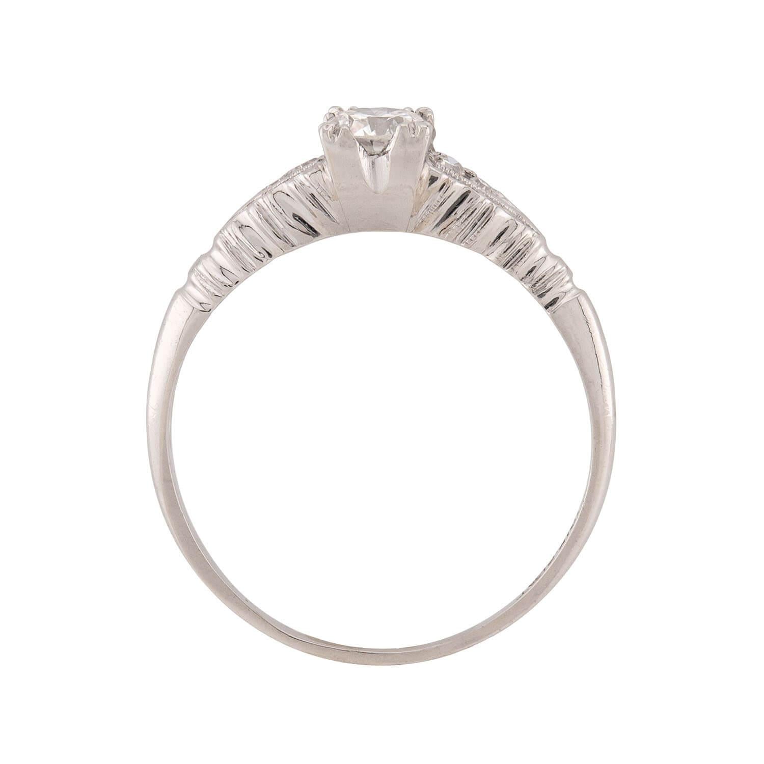 Art Deco Platinum Diamond Engagement Ring .35ct