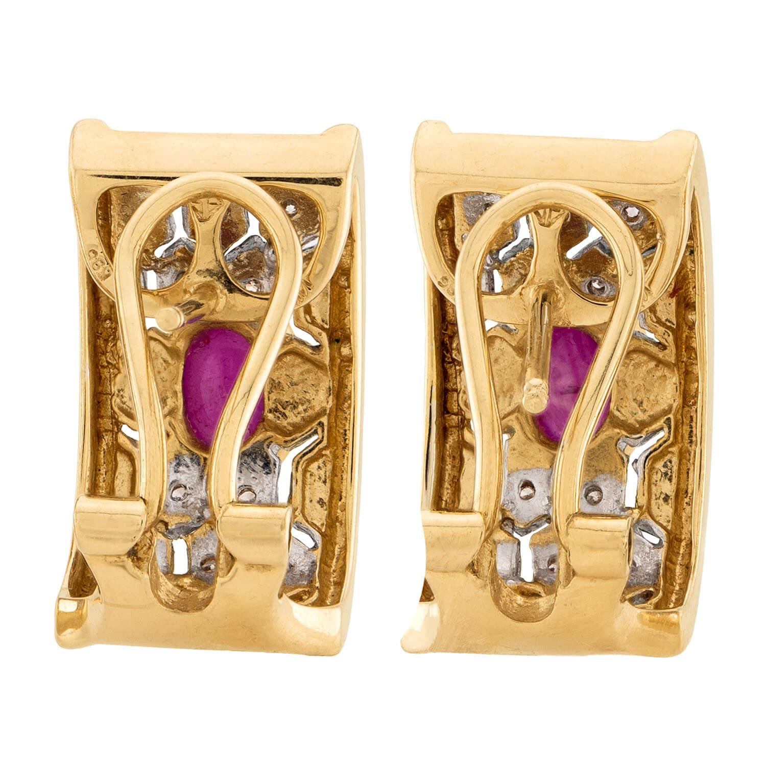 Estate 14k Ruby & Diamond Earrings