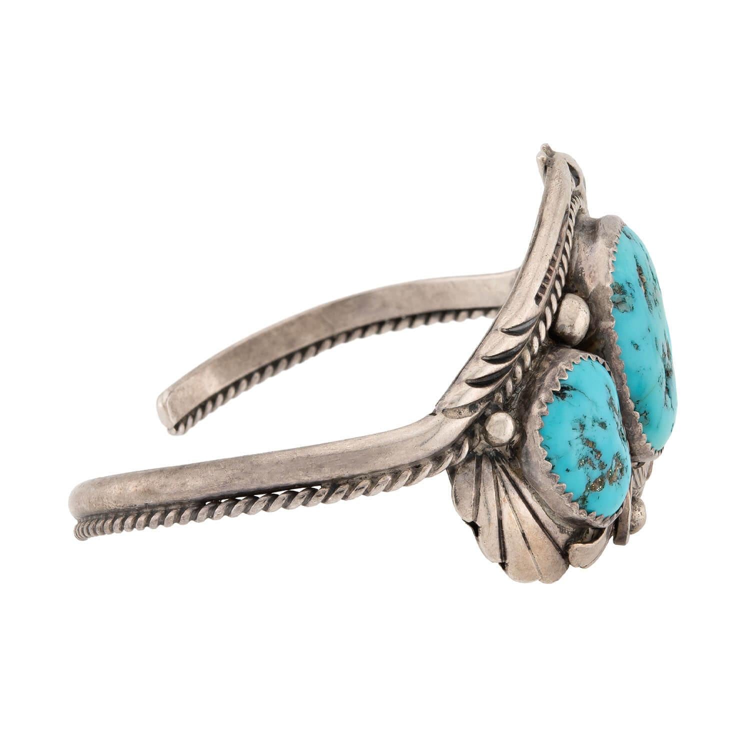 Vintage Native American Sterling Silver Turquoise Cuff Bracelet