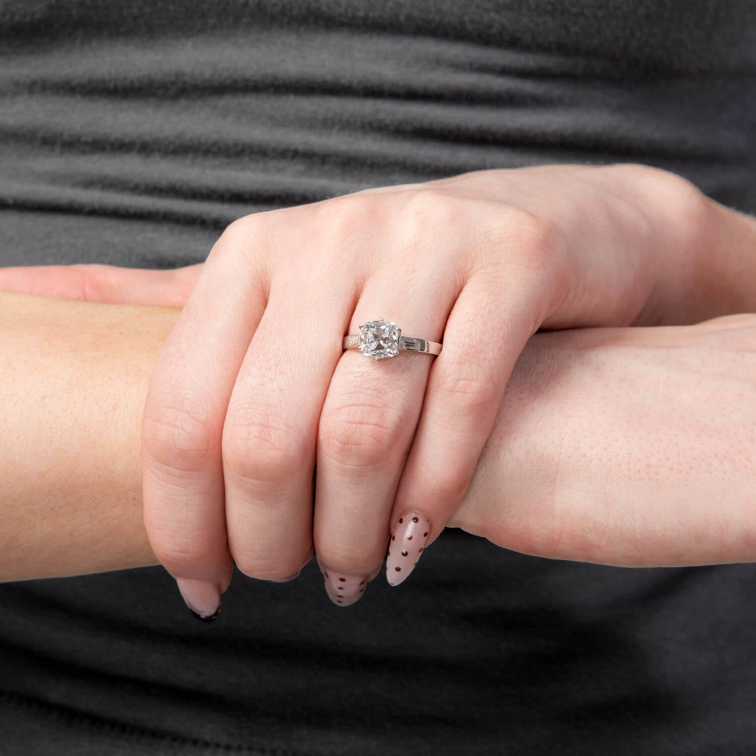 Retro French Platinum GIA Diamond Engagement Ring 2.19ct