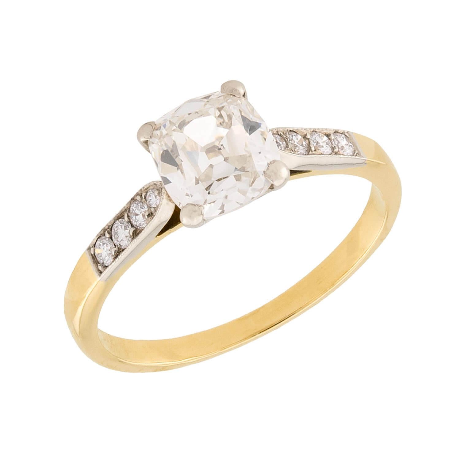 Estate French 18k GIA Diamond Engagement Ring 1.23ct