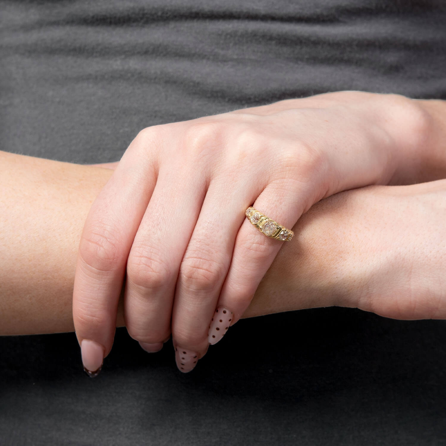 Victorian 14k Diamond Five Stone Ring