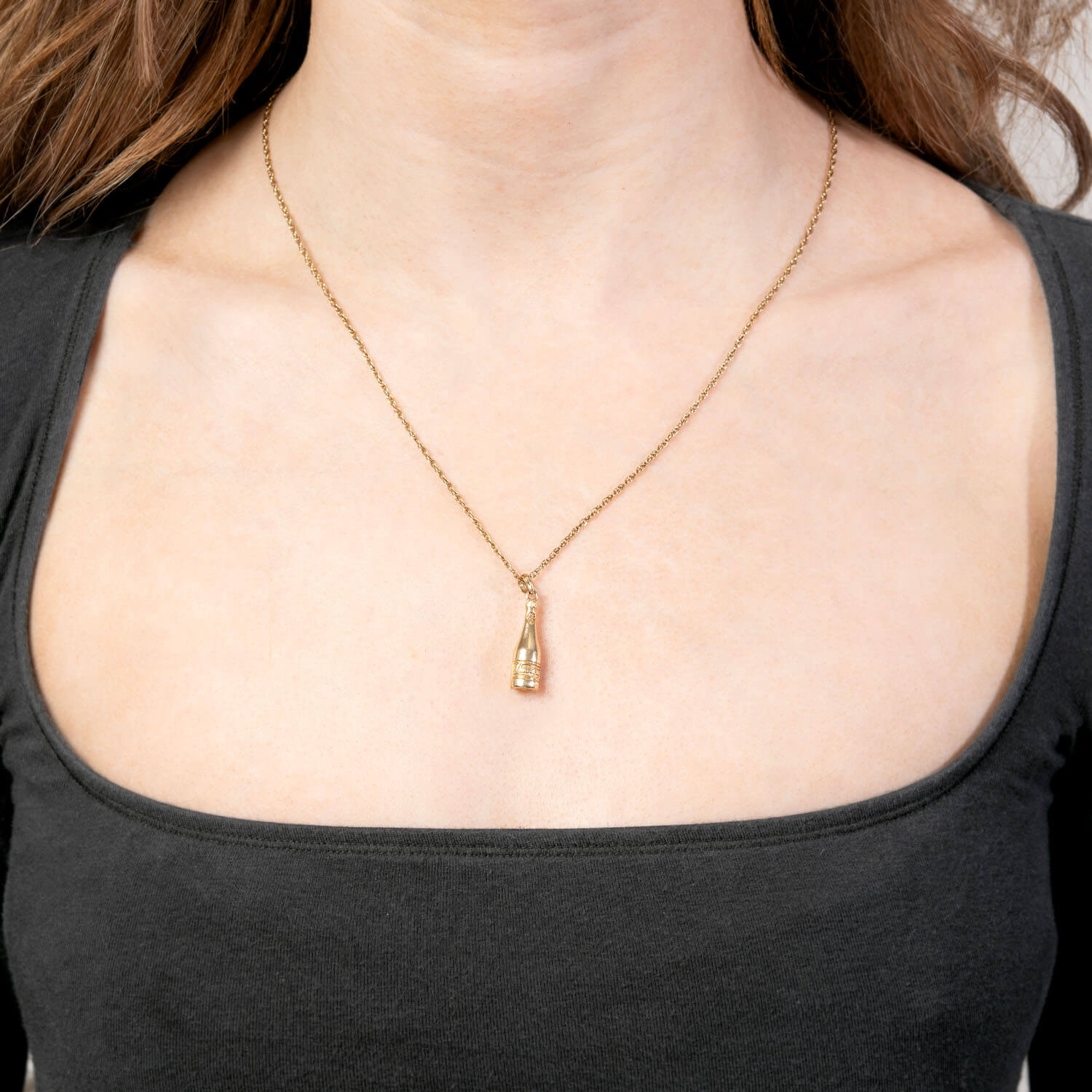 Retro 14k Champagne Bottle Pendant/Charm