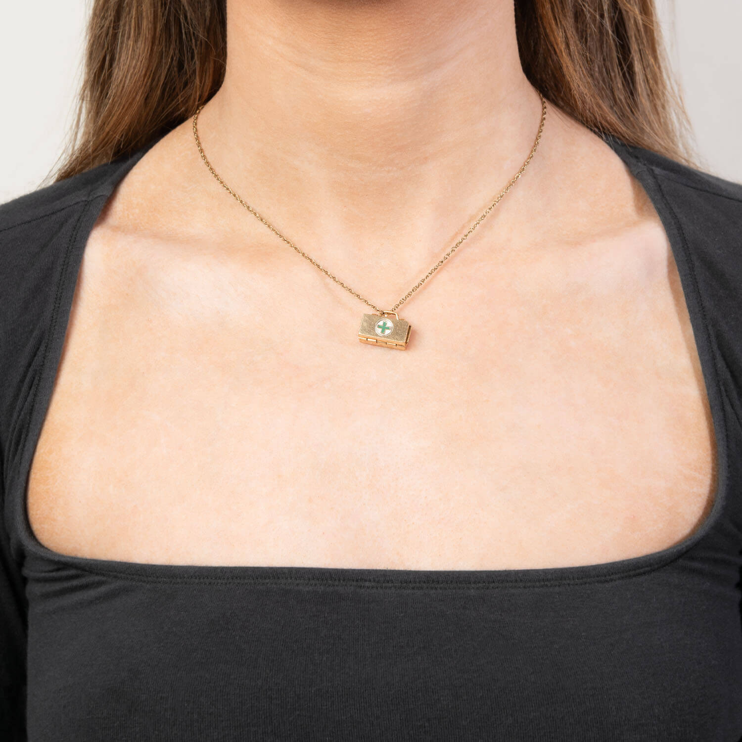 Retro 14k Enamel Doctor's Bag Pendant/Charm