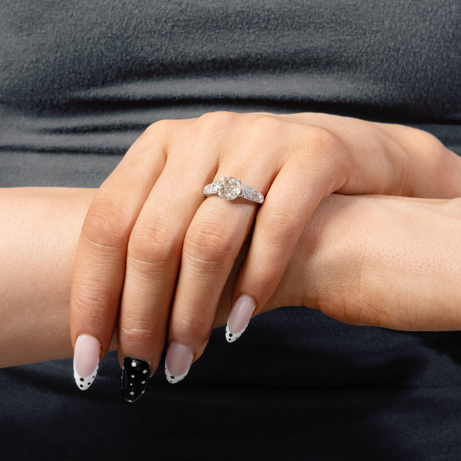 Edwardian Platinum Diamond Engagement Ring 1.70ct