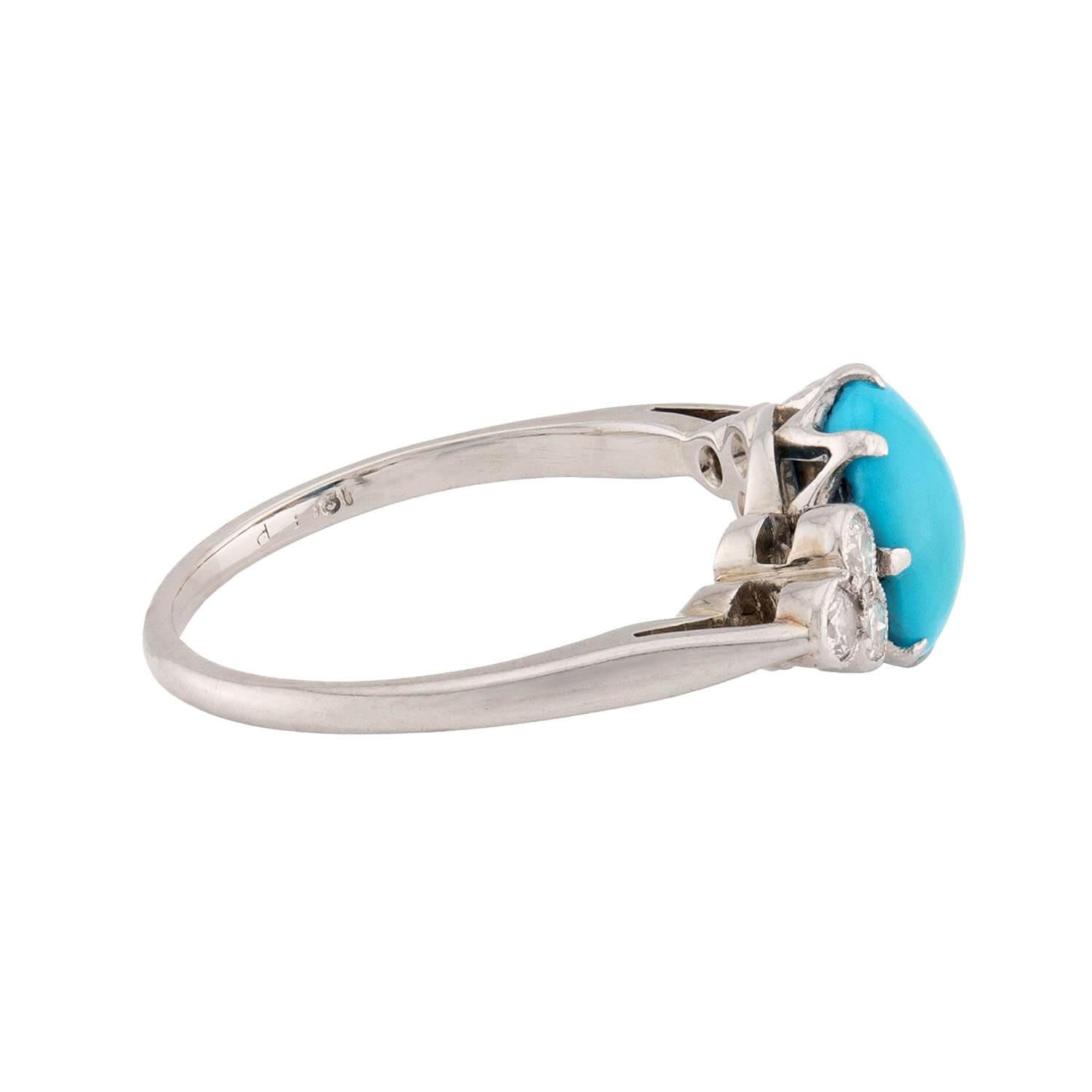 Estate 18k Turquoise & Diamond Ring