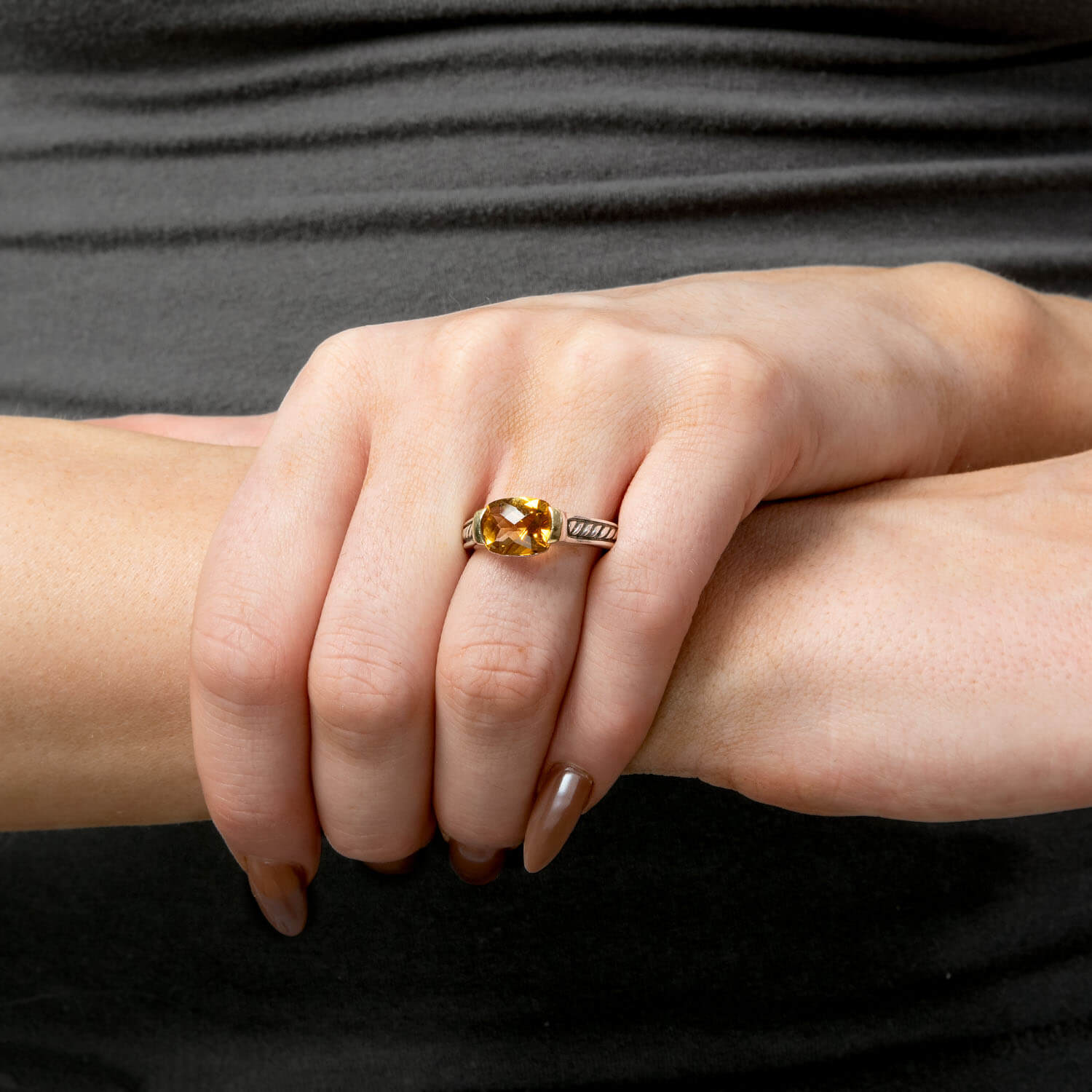 DAVID YURMAN Estate Sterling Silver/18k Citrine Ring