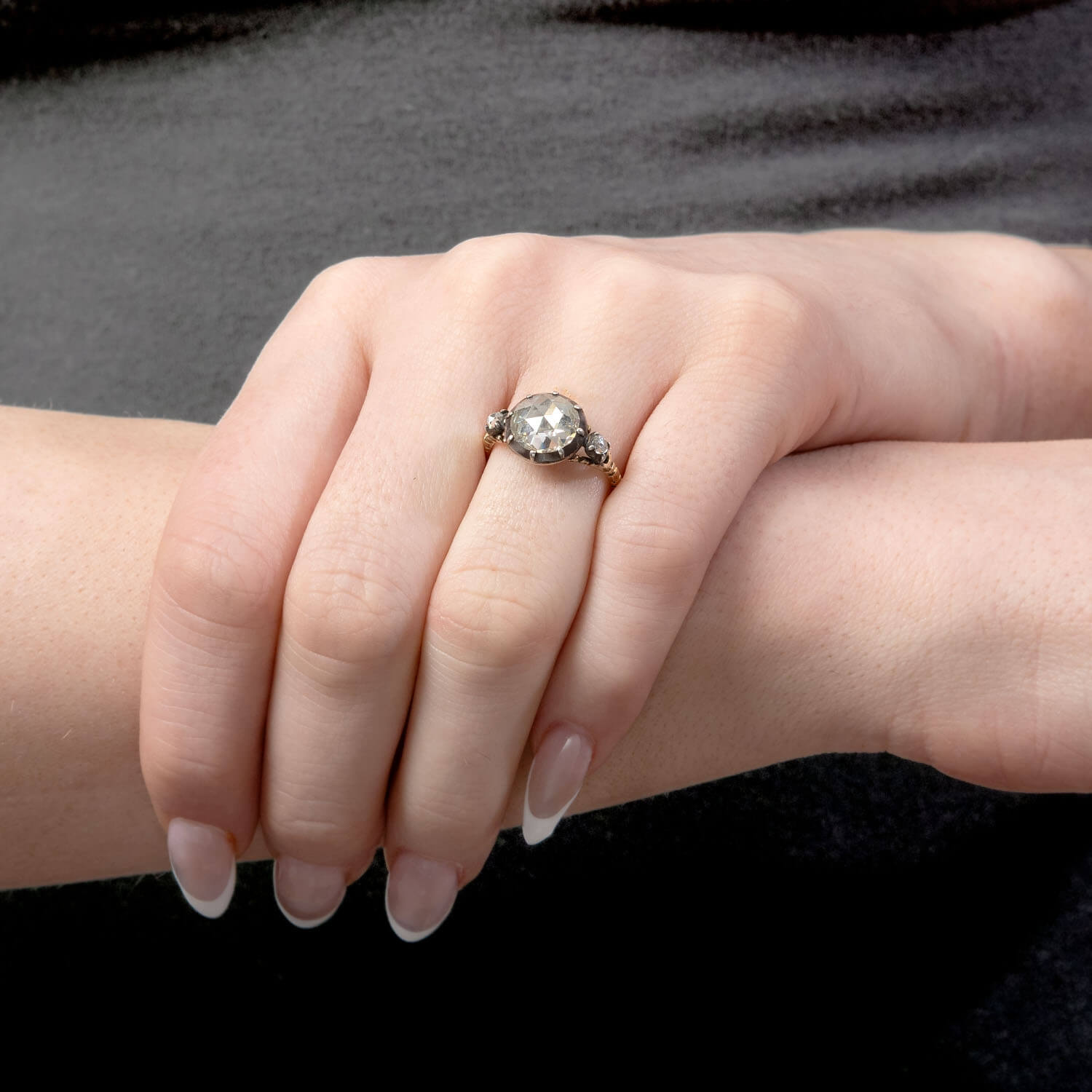 Georgian English 14k/Sterling Silver Diamond Engagement Ring 1.60ct