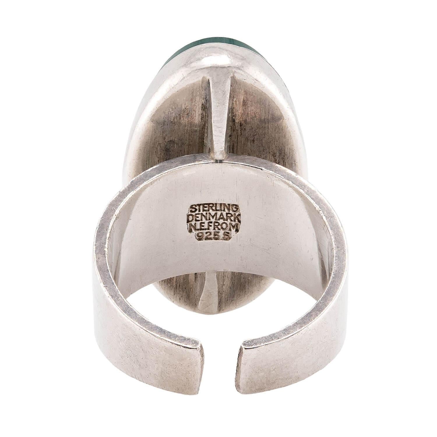N.E. FROME Vintage Danish Sterling Silver Chrysoprase Ring