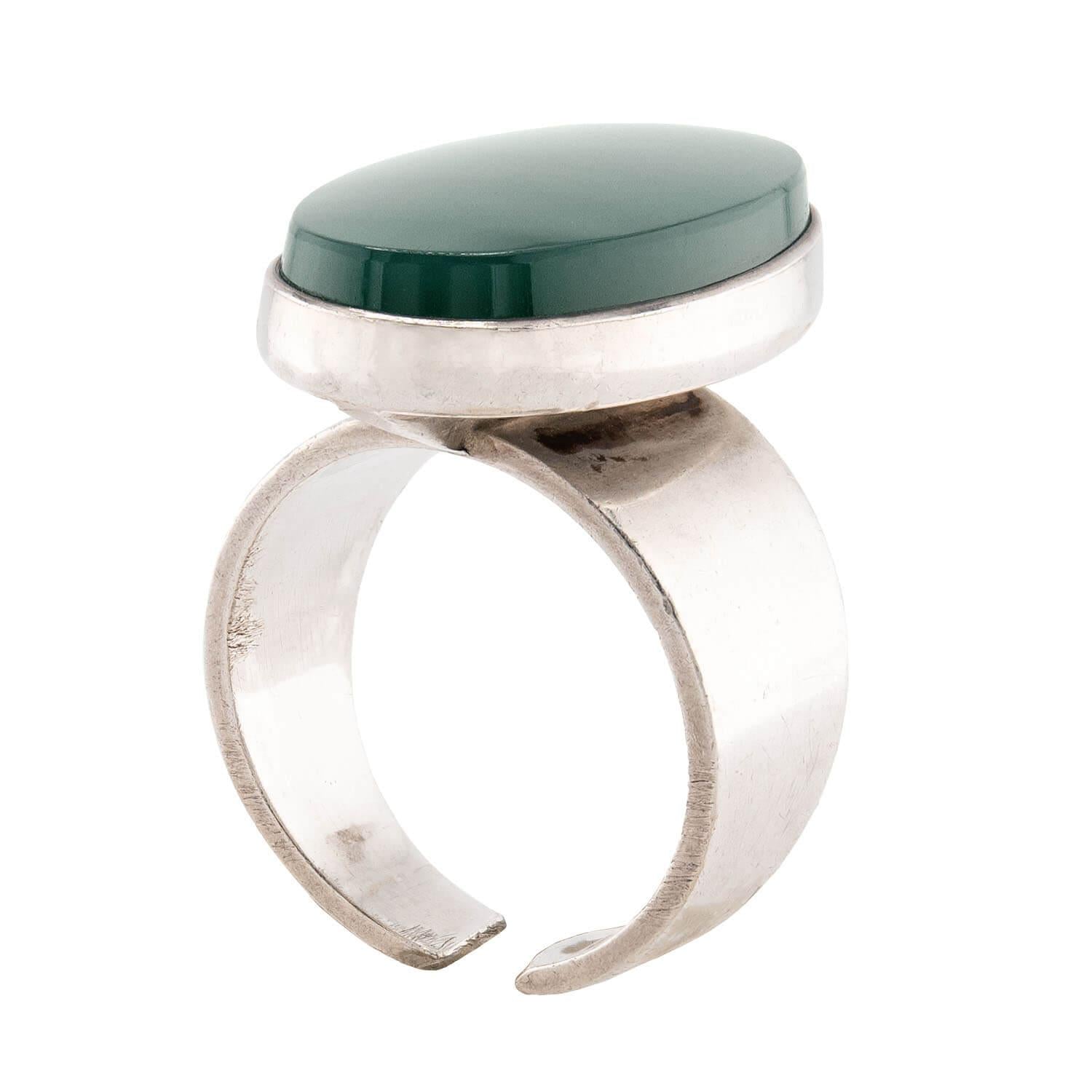 N.E. FROME Vintage Danish Sterling Silver Chrysoprase Ring