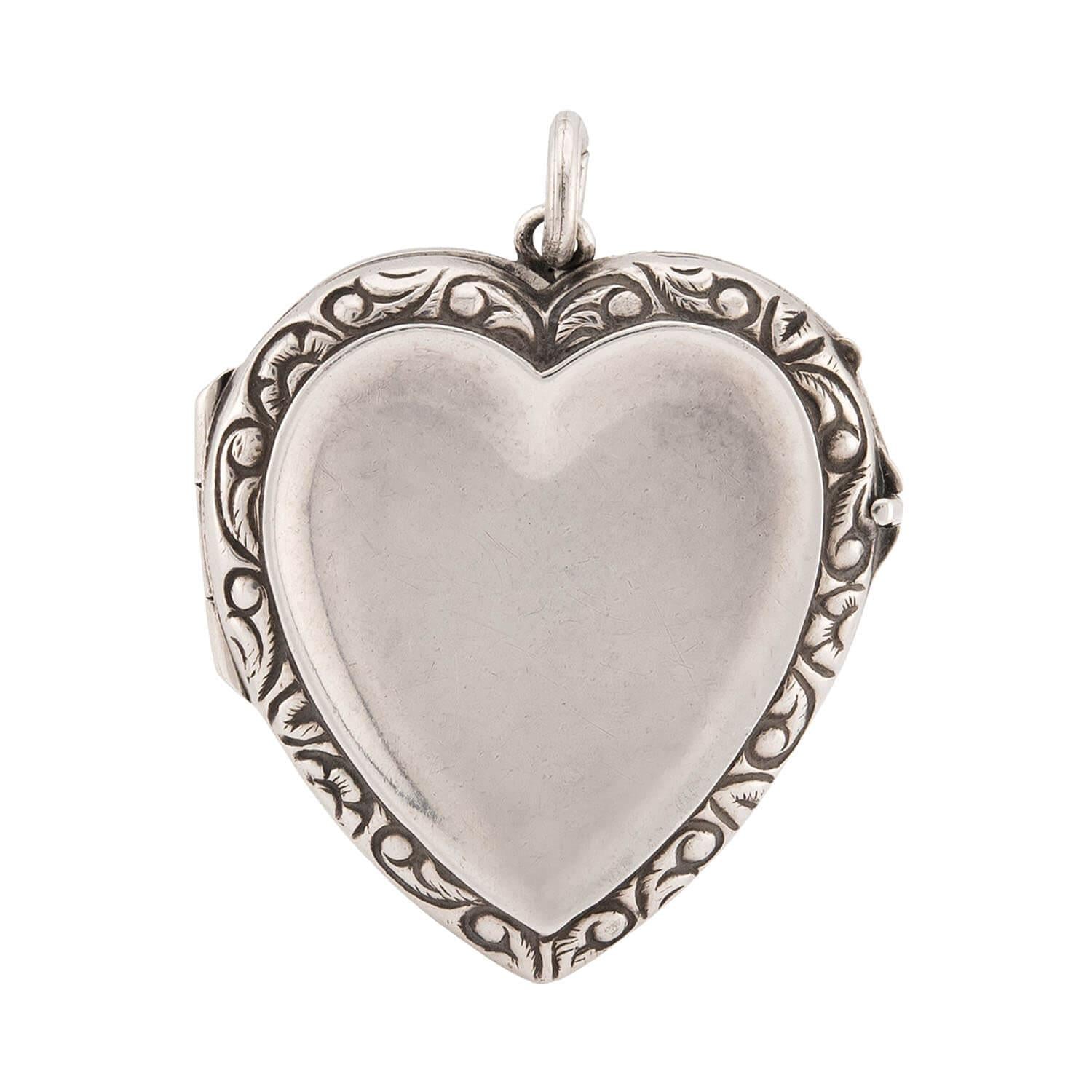 Victorian Sterling Silver Heart Locket Pendant