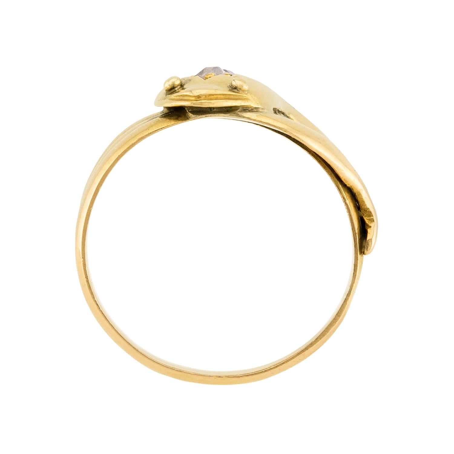 Victorian English 18k Diamond Snake Ring