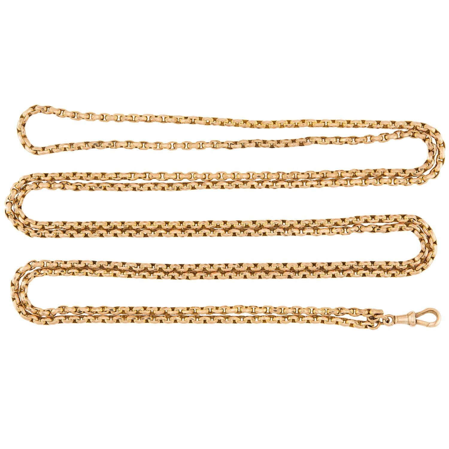 Victorian 9k Watch Chain Necklace 58.5"