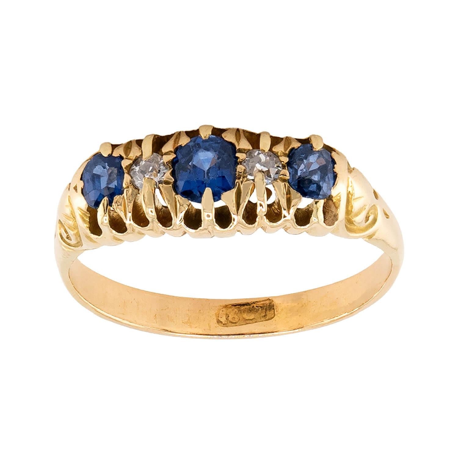 Edwardian 18k Sapphire & Diamond Ring
