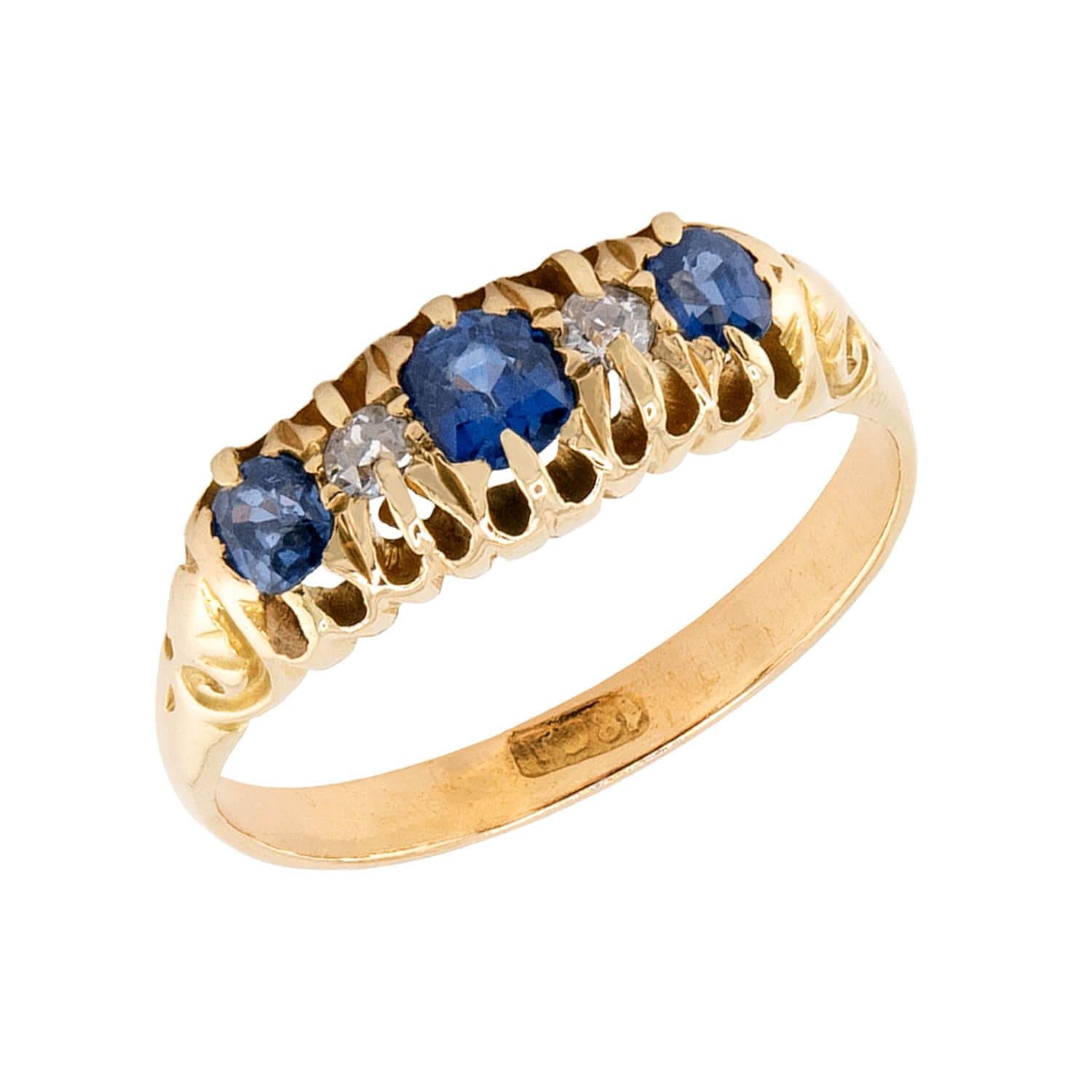Edwardian 18k Sapphire & Diamond Ring