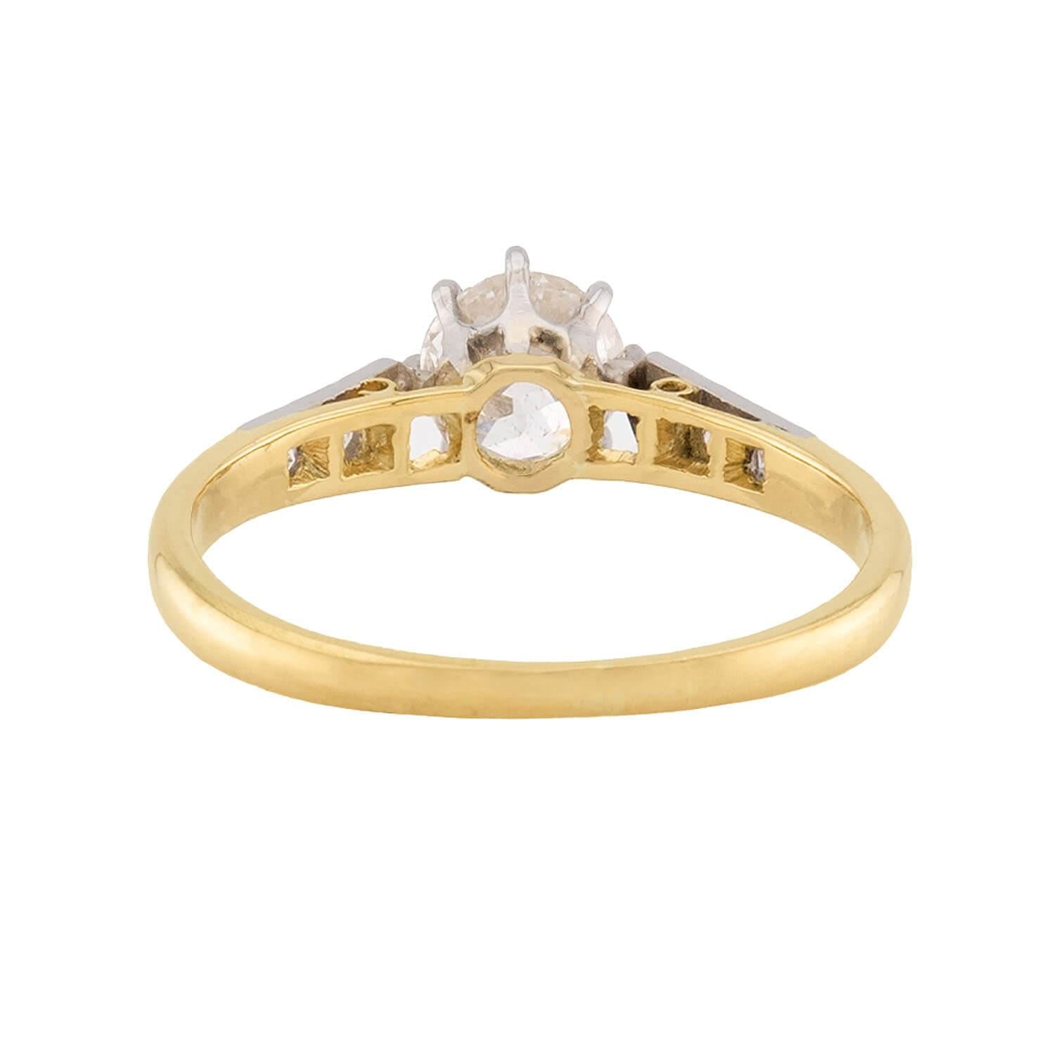 Edwardian 18k/Platinum Diamond Engagement Ring .69ct