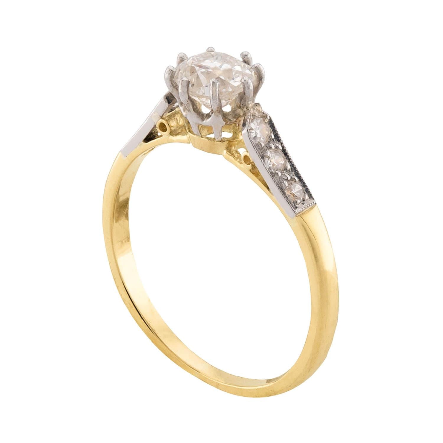 Edwardian 18k/Platinum Diamond Engagement Ring .69ct