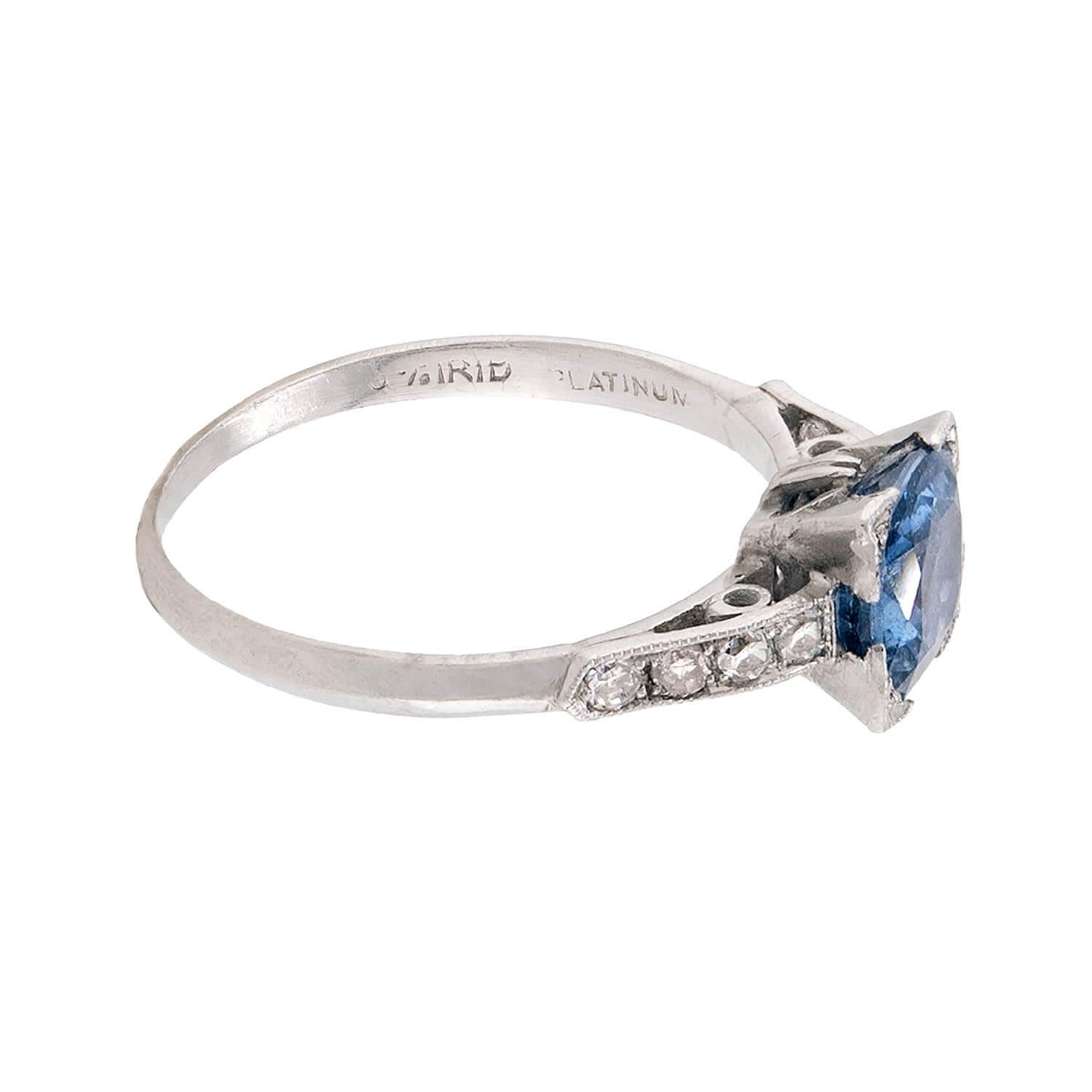 Edwardian Platinum Sapphire & Diamond Ring