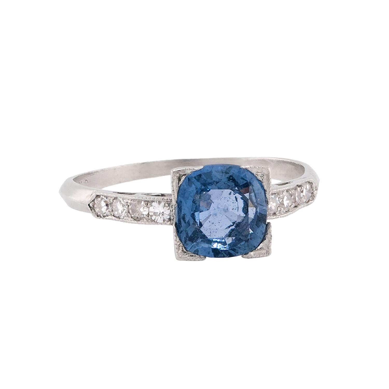 Edwardian Platinum Sapphire & Diamond Ring