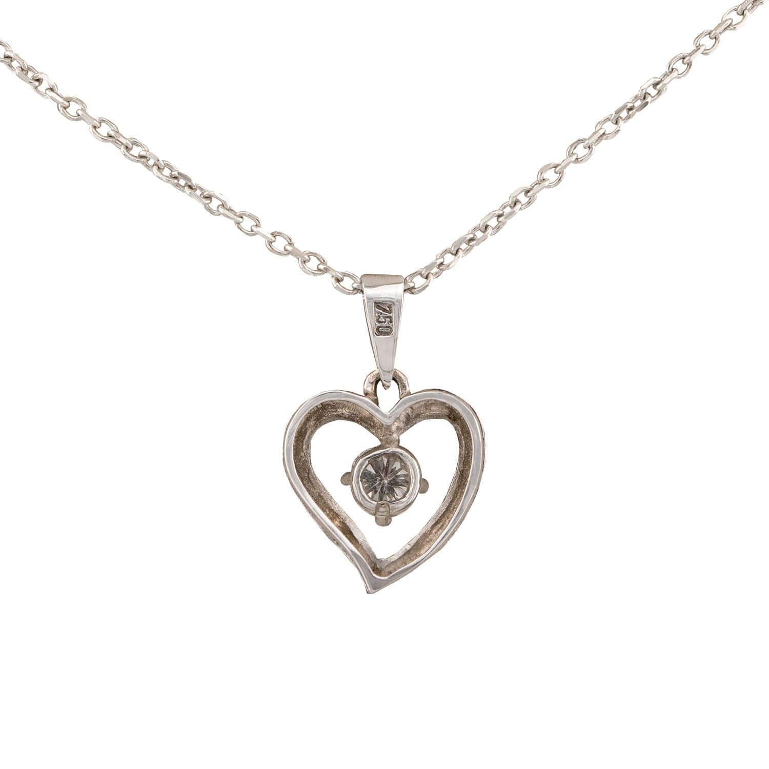 Estate 18k/14k Diamond Heart Pendant Necklace
