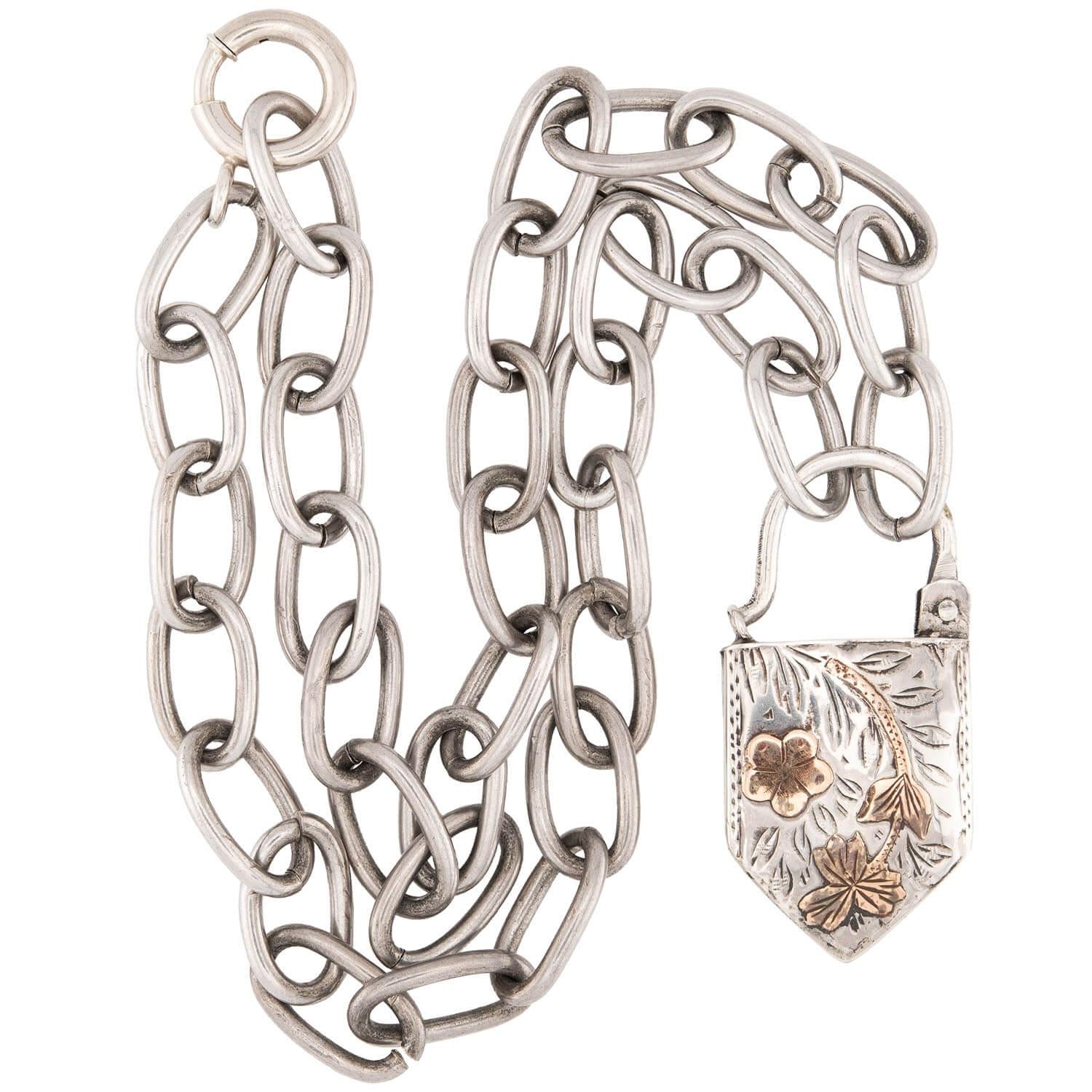 "Victorian" Sterling Silver Padlock Pendant Necklace