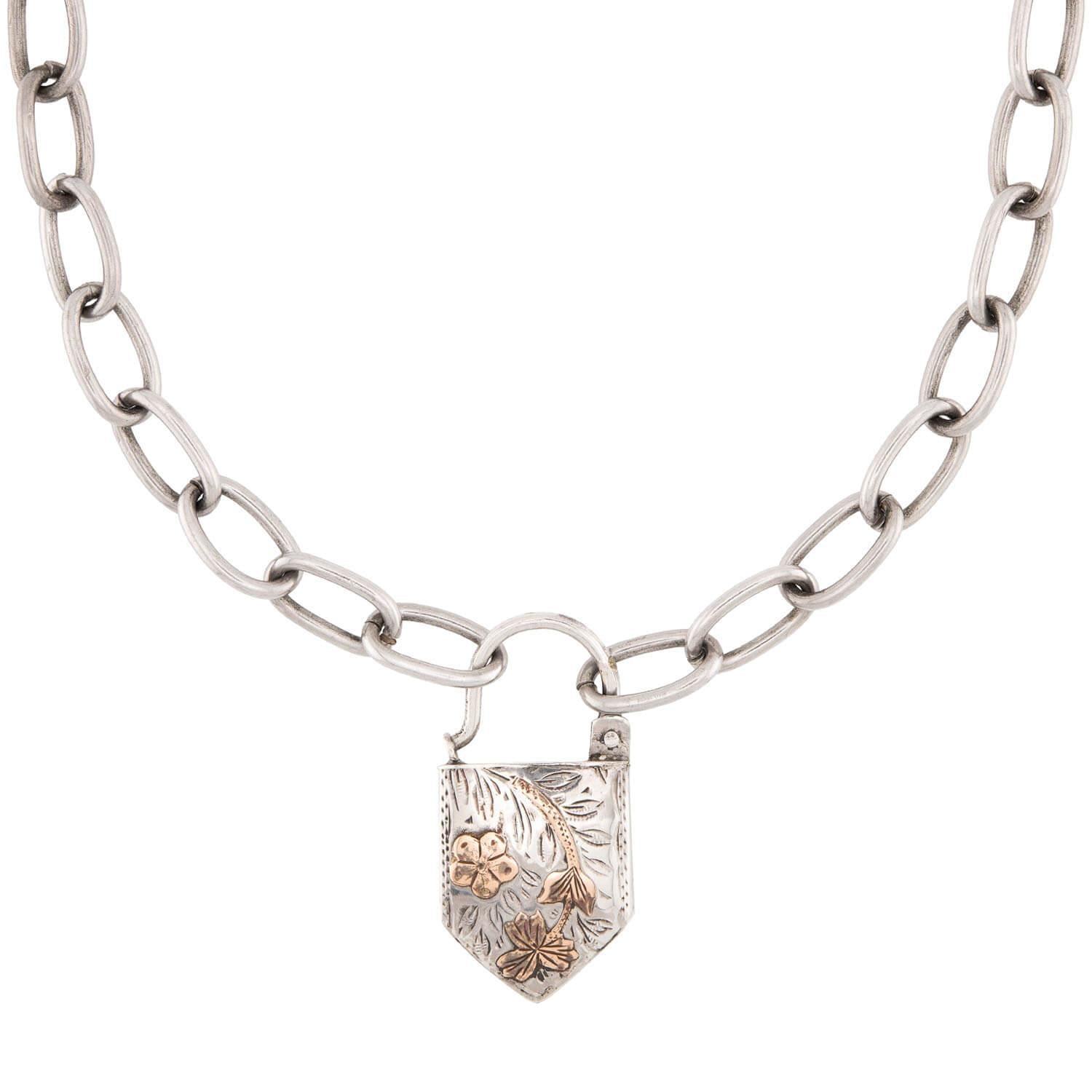 "Victorian" Sterling Silver Padlock Pendant Necklace