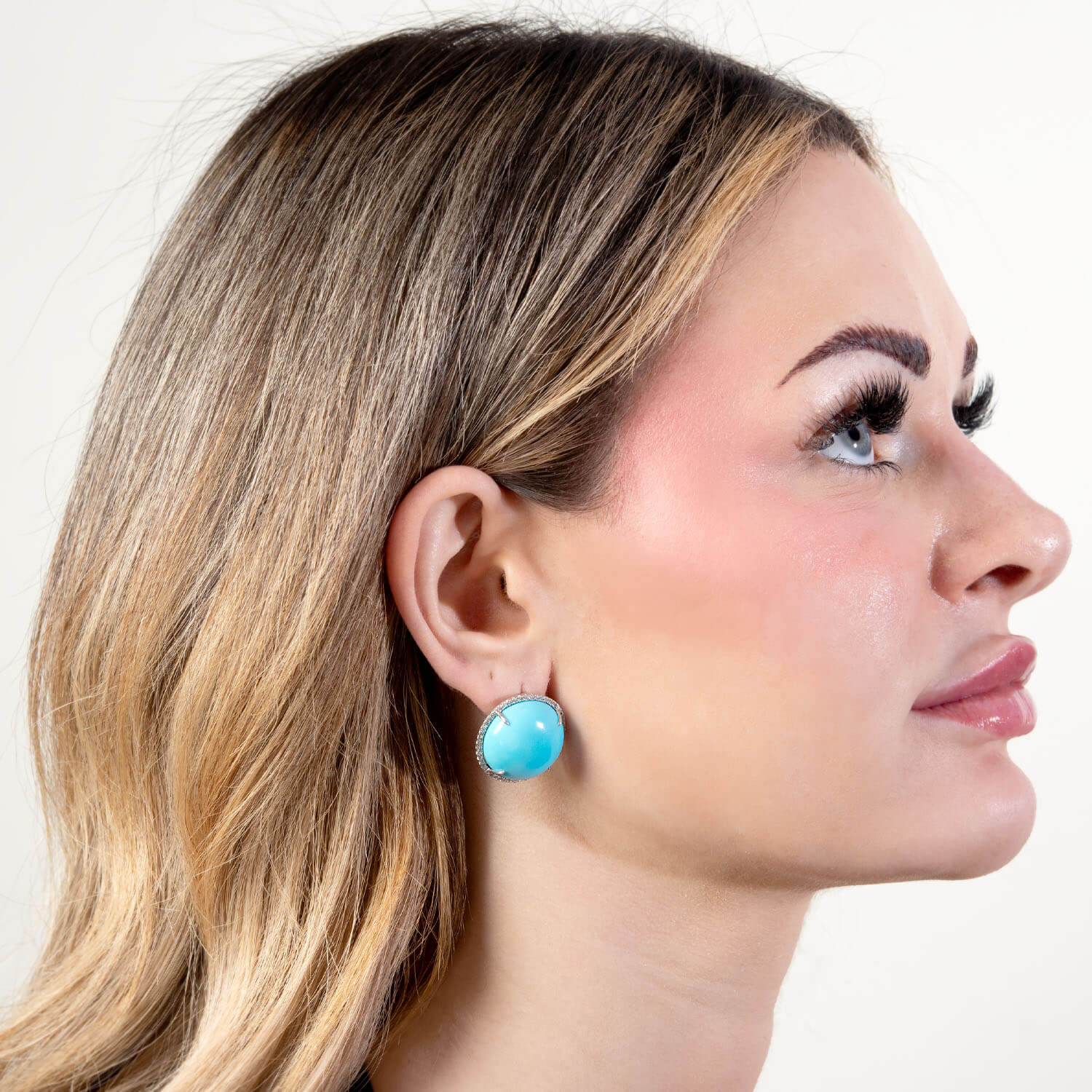 Estate Platinum/14K Turquoise & Diamond Earrings