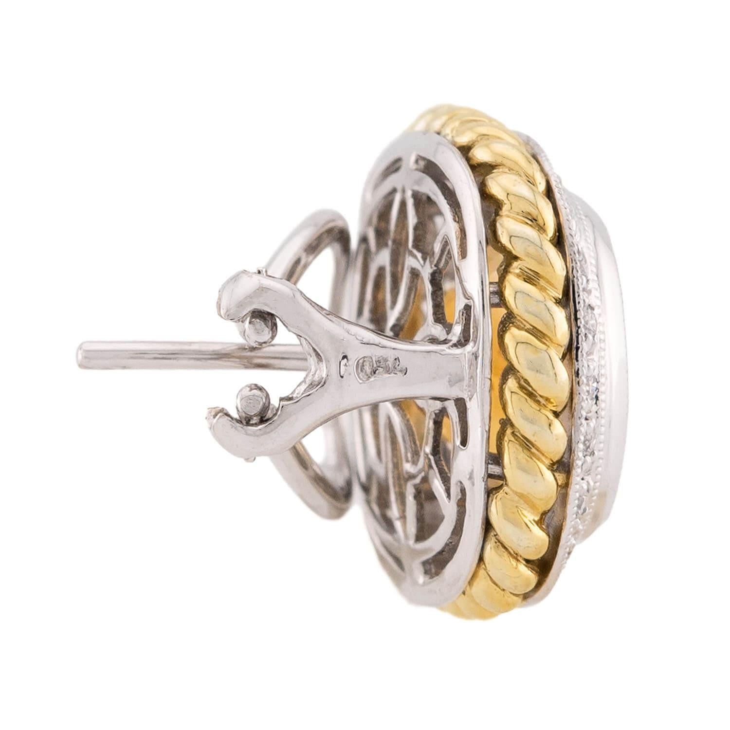 Estate 18k Madeira Citrine & Diamond Earrings