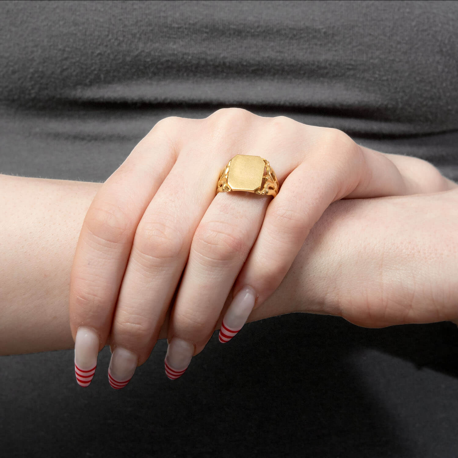 Art Nouveau 18k Fleur De Lis Signet Ring