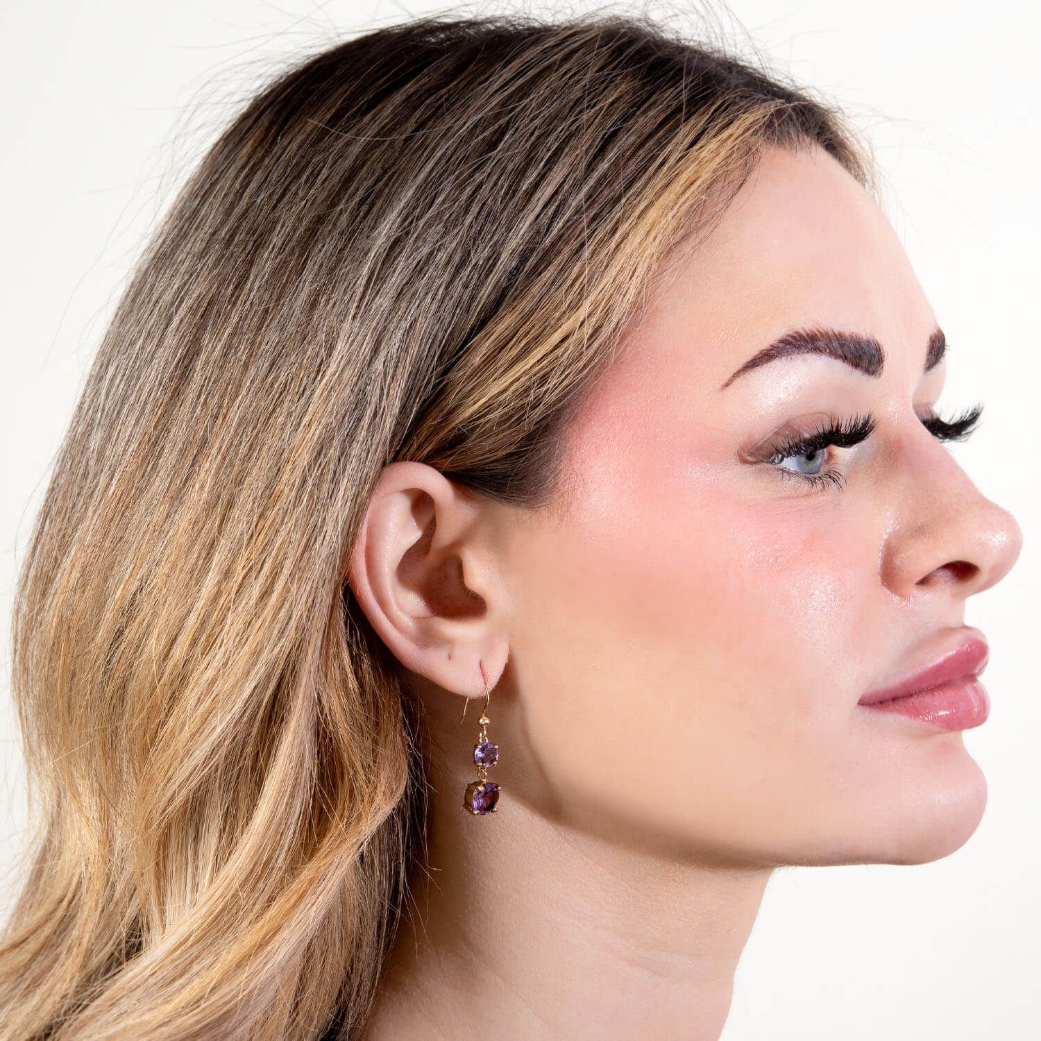 Retro 14k Amethyst Dangle Earrings