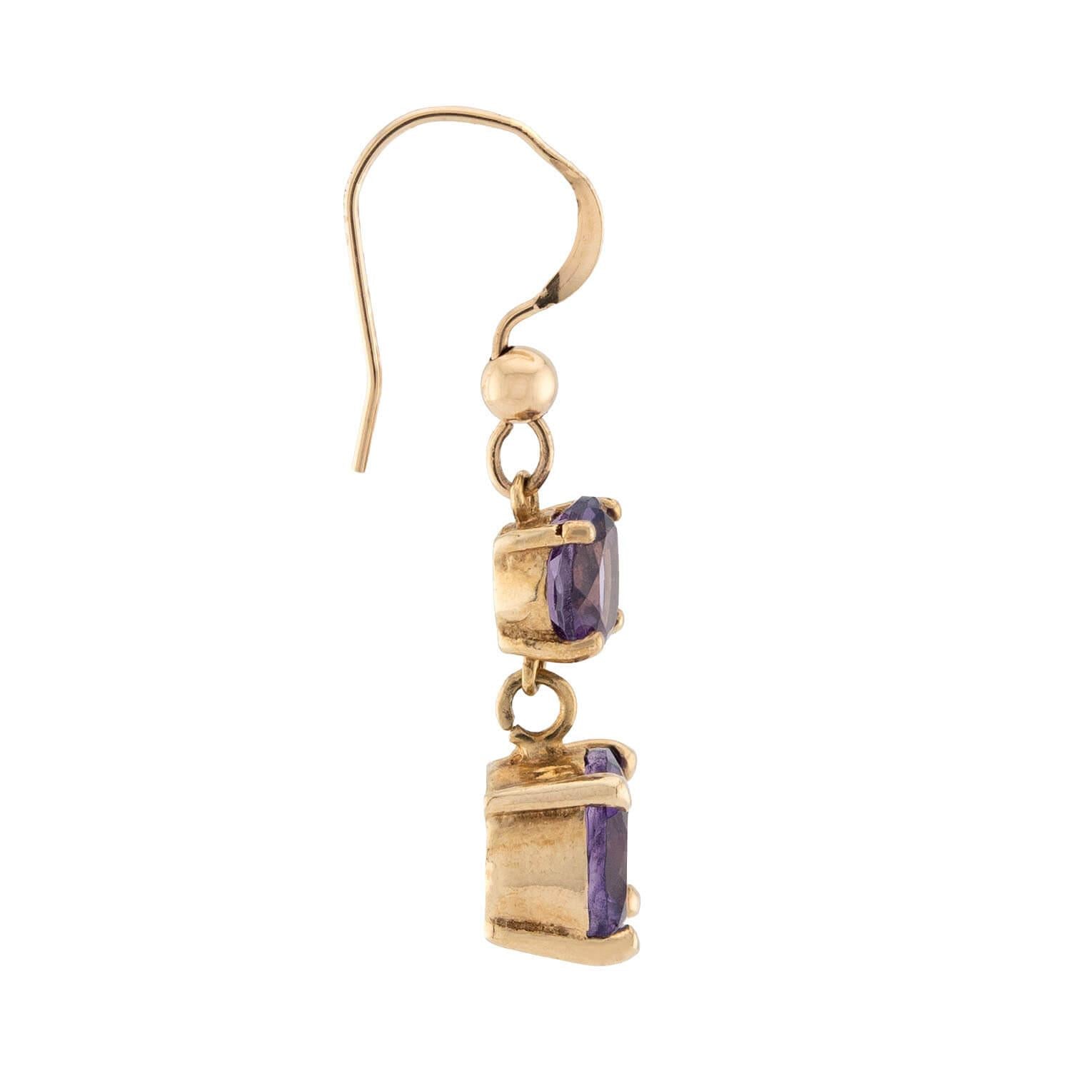 Retro 14k Amethyst Dangle Earrings
