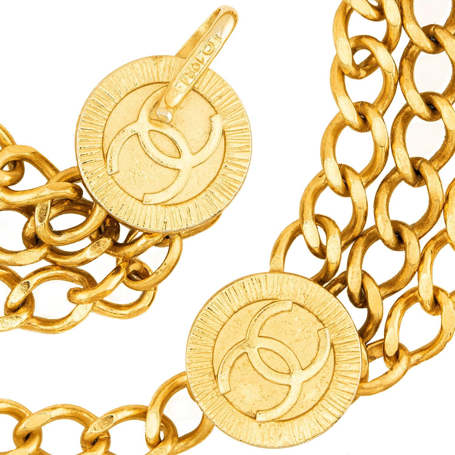 CHANEL Estate Gold Plate/Sterling Silver Chain Belt