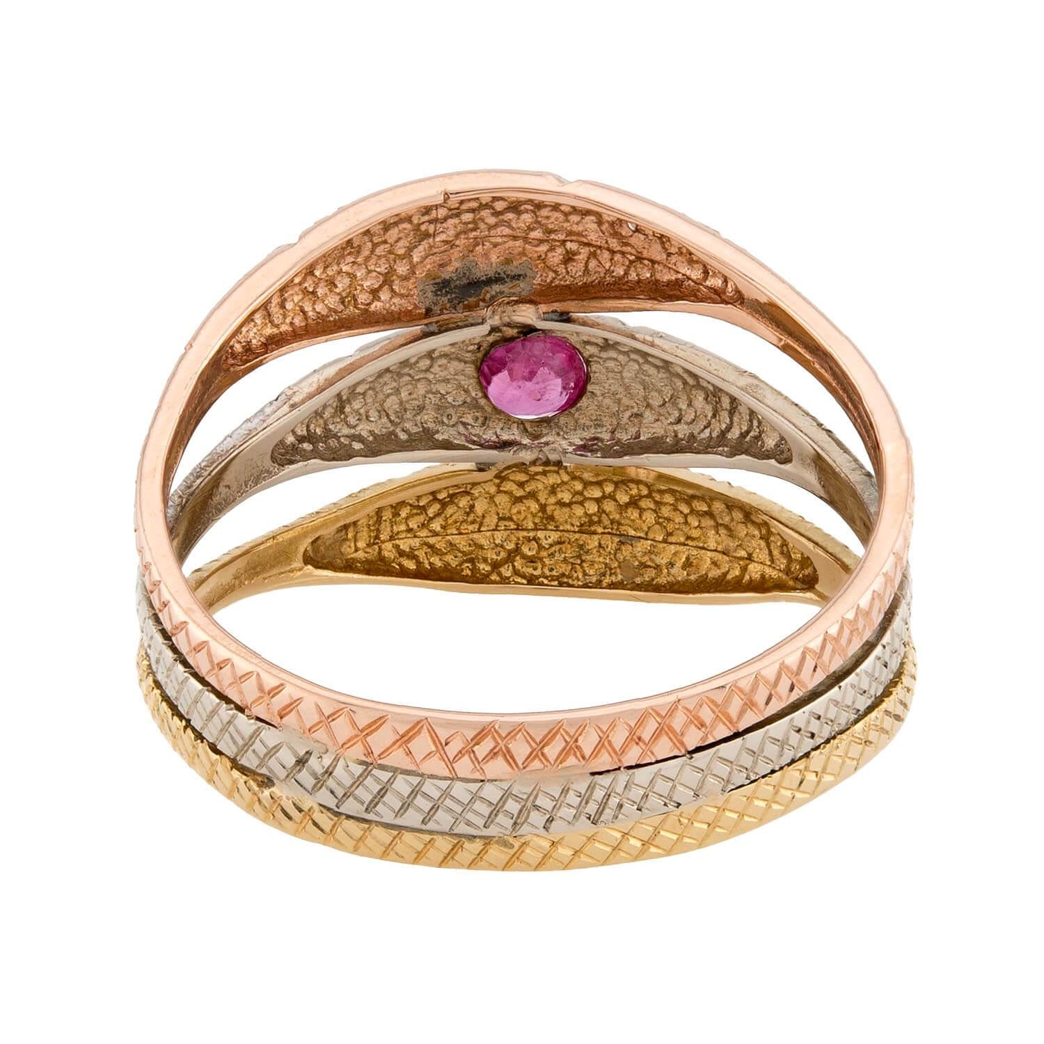 Art Nouveau 14k Mixed Metal Ruby Snake Ring