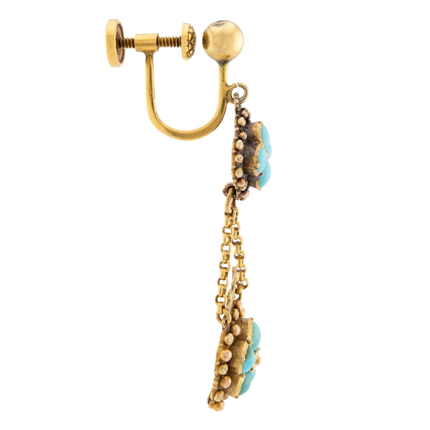Victorian 14k Turquoise Dangle Earrings