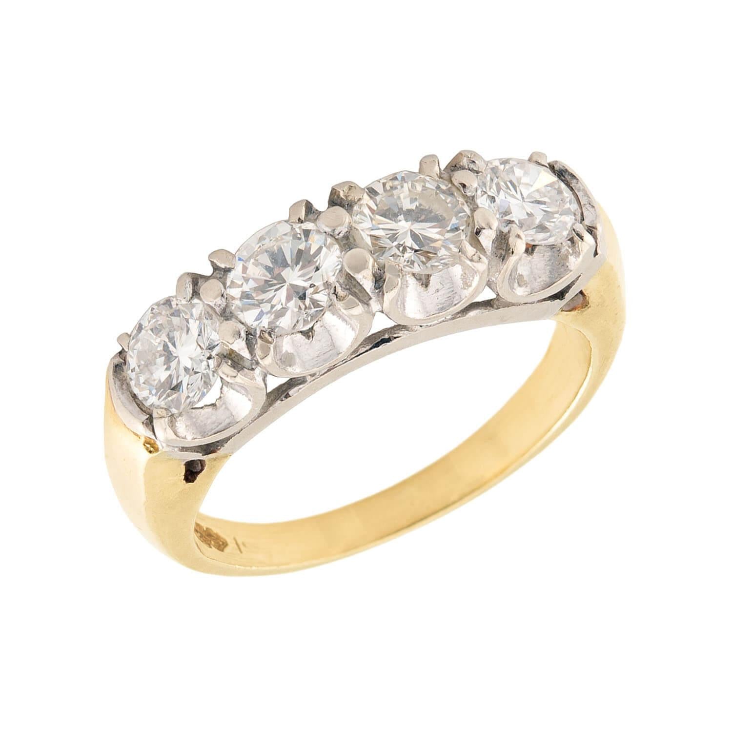 Art Deco 14k Diamond Four Stone Ring