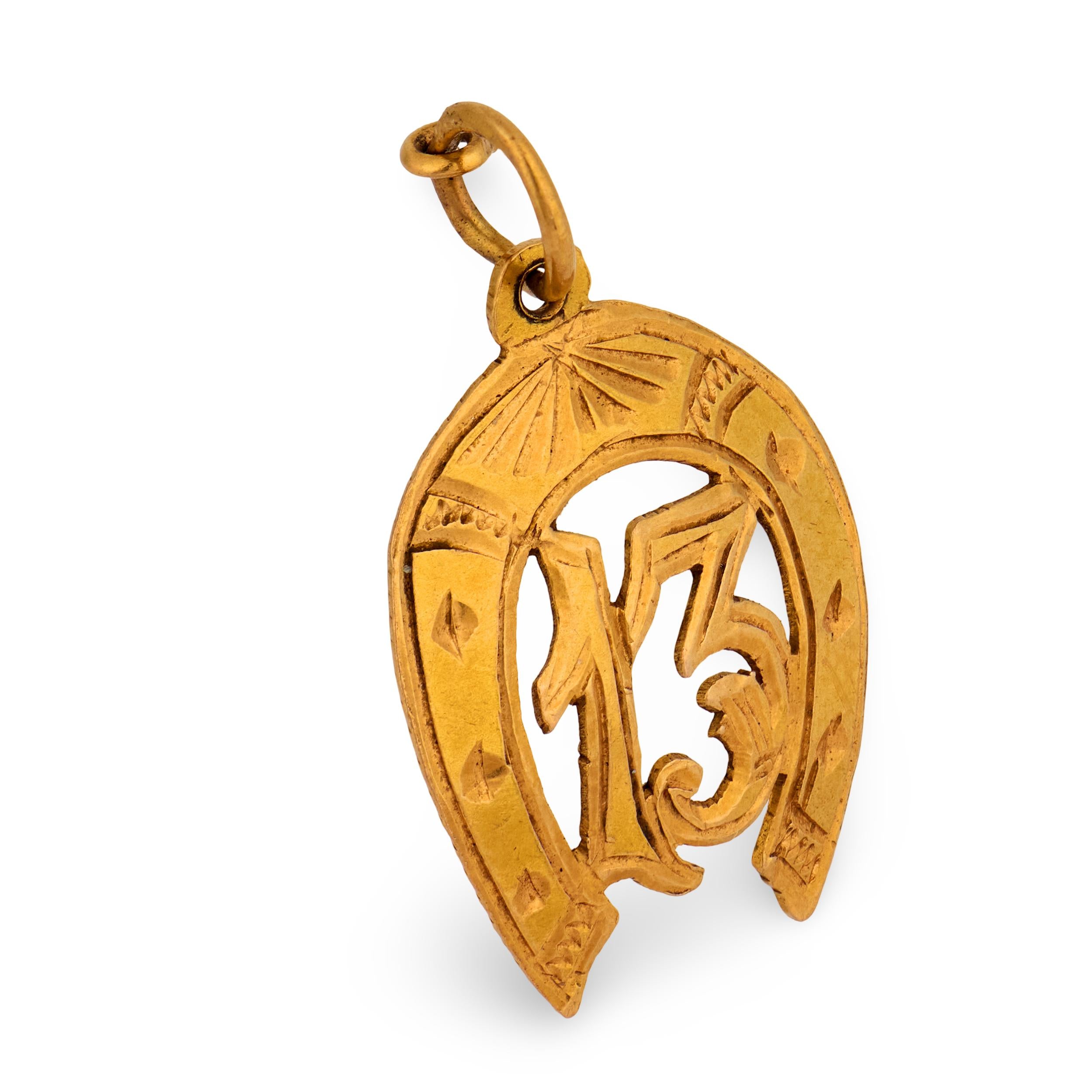Victorian 18k "13" Horseshoe-Motif Pendant/Charm