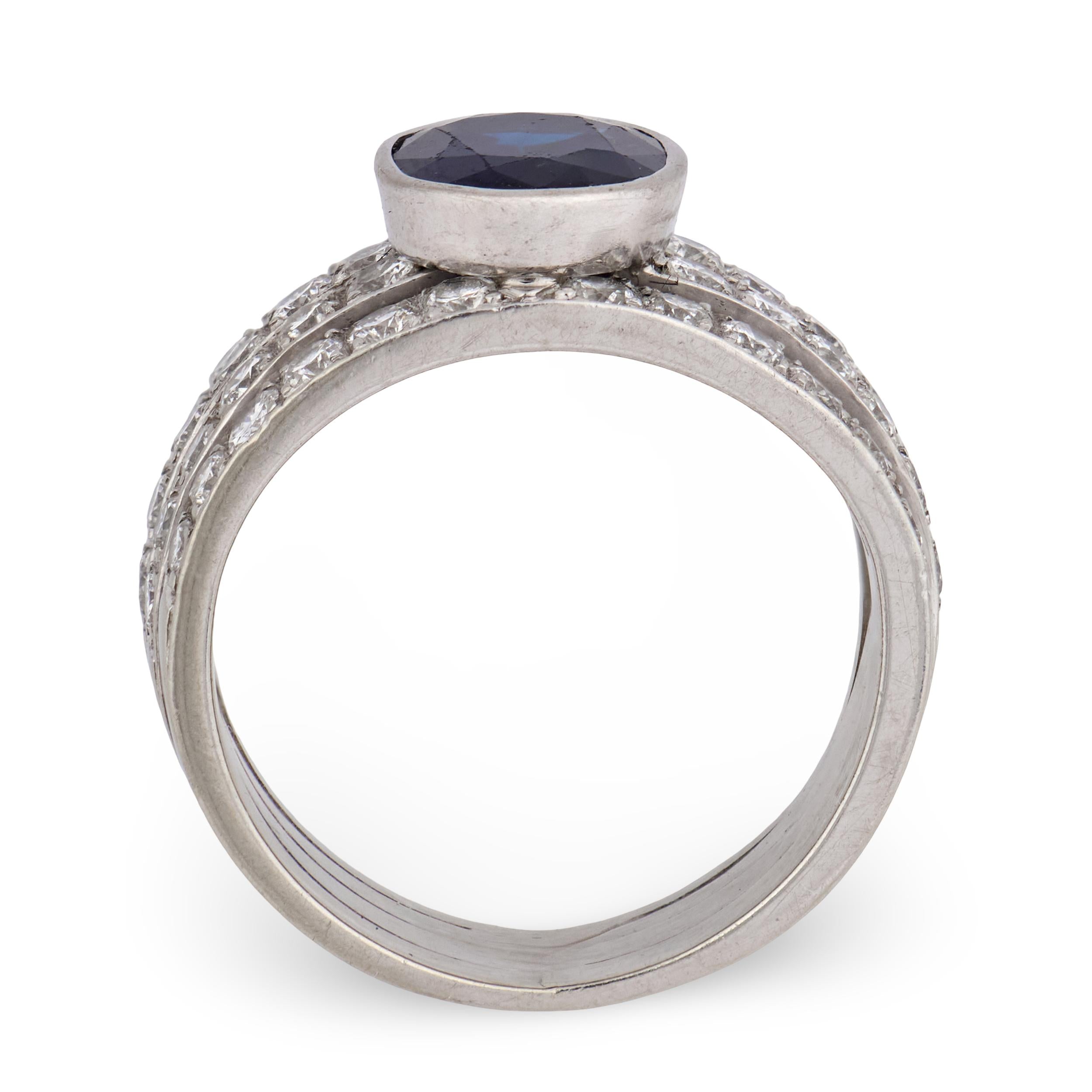 Estate 18k Sapphire & Diamond Ring