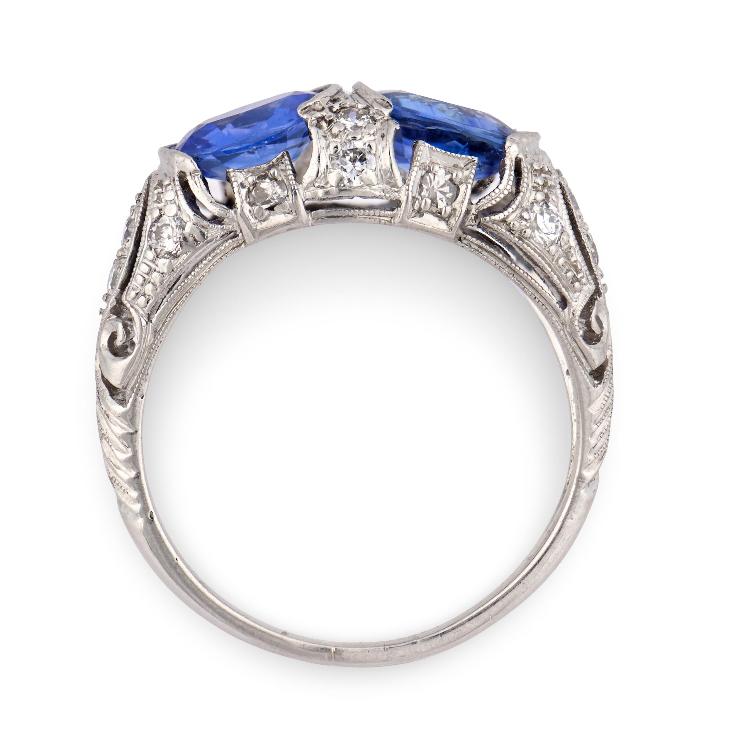 Art Deco Platinum Sapphire & Diamond Ring