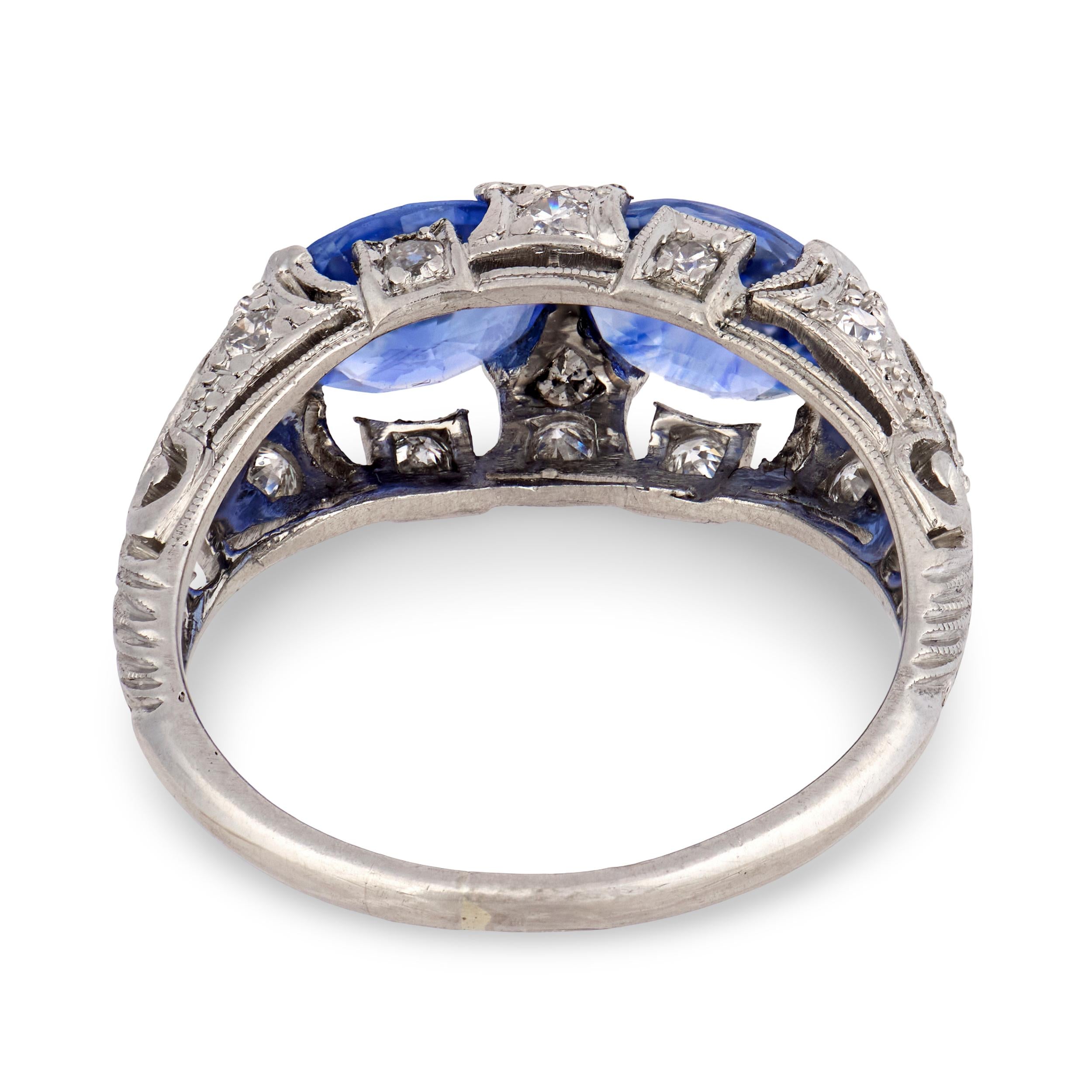 Art Deco Platinum Sapphire & Diamond Ring