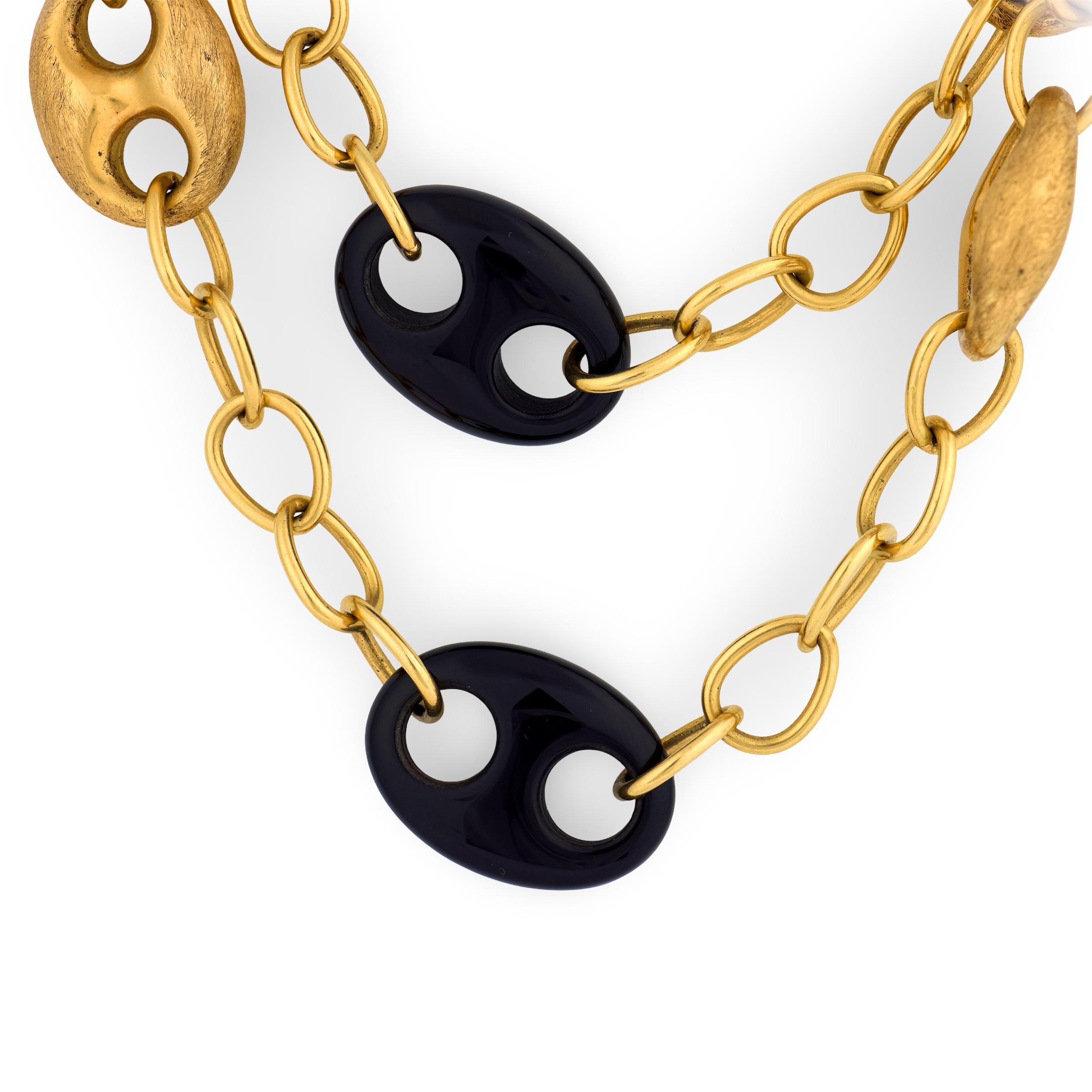 Estate 18k Onyx Gucci-Link Necklace