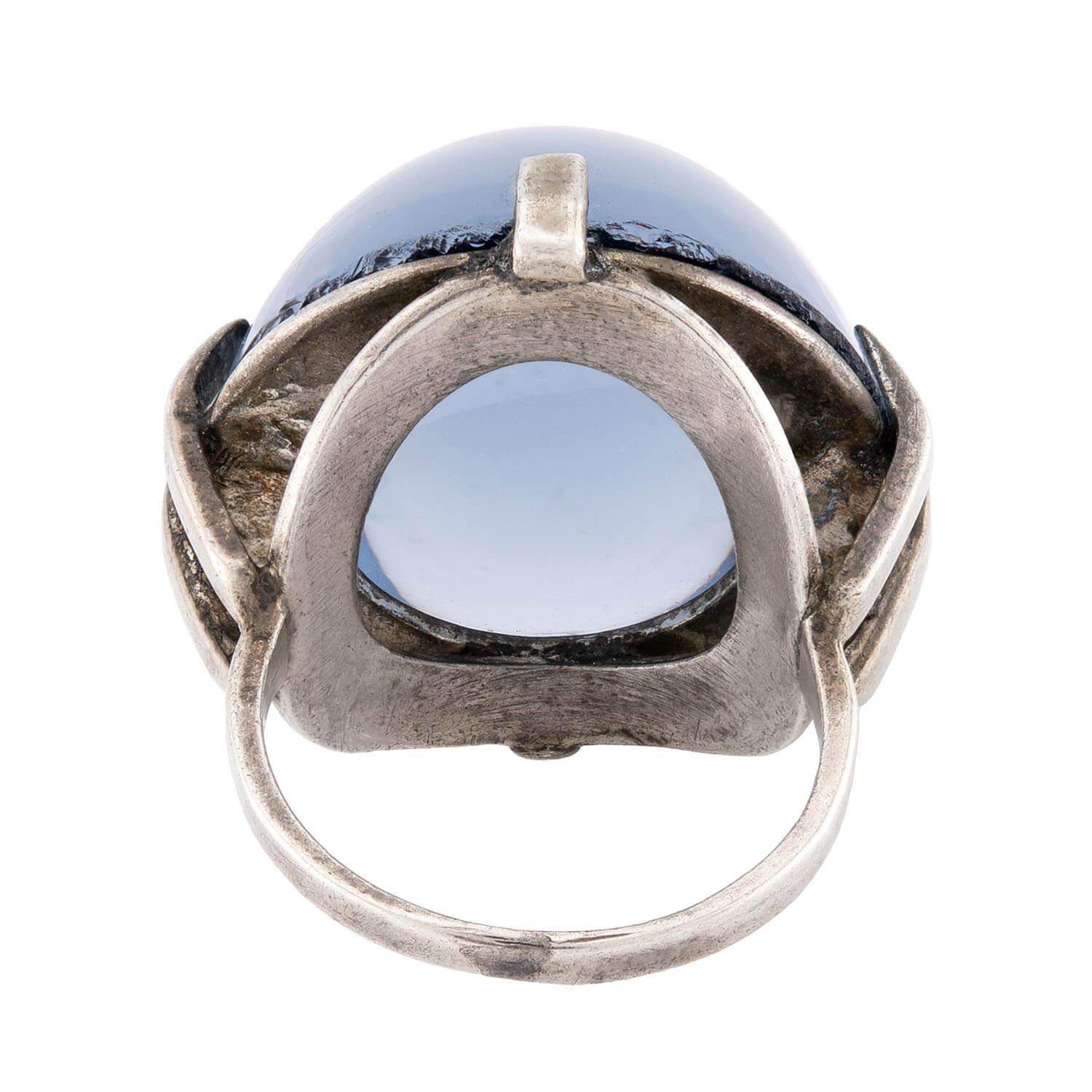 Art Nouveau Sterling Silver Glass Pools of Light Ring