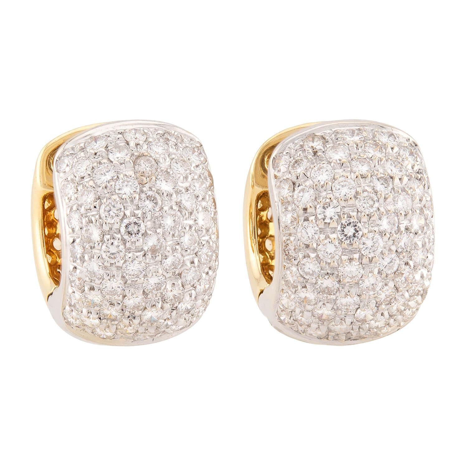 Estate 14k Diamond Huggie Hoop Earrings