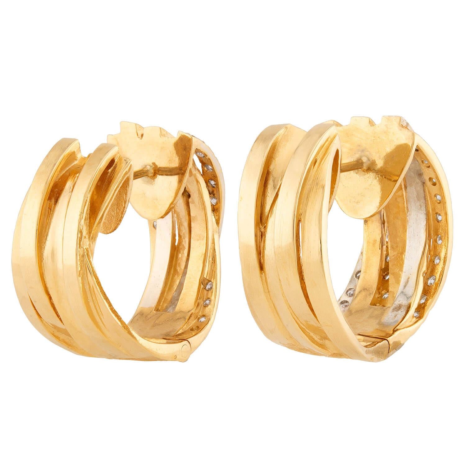 VANCOX Estate 18k Diamond Hoop Earrings