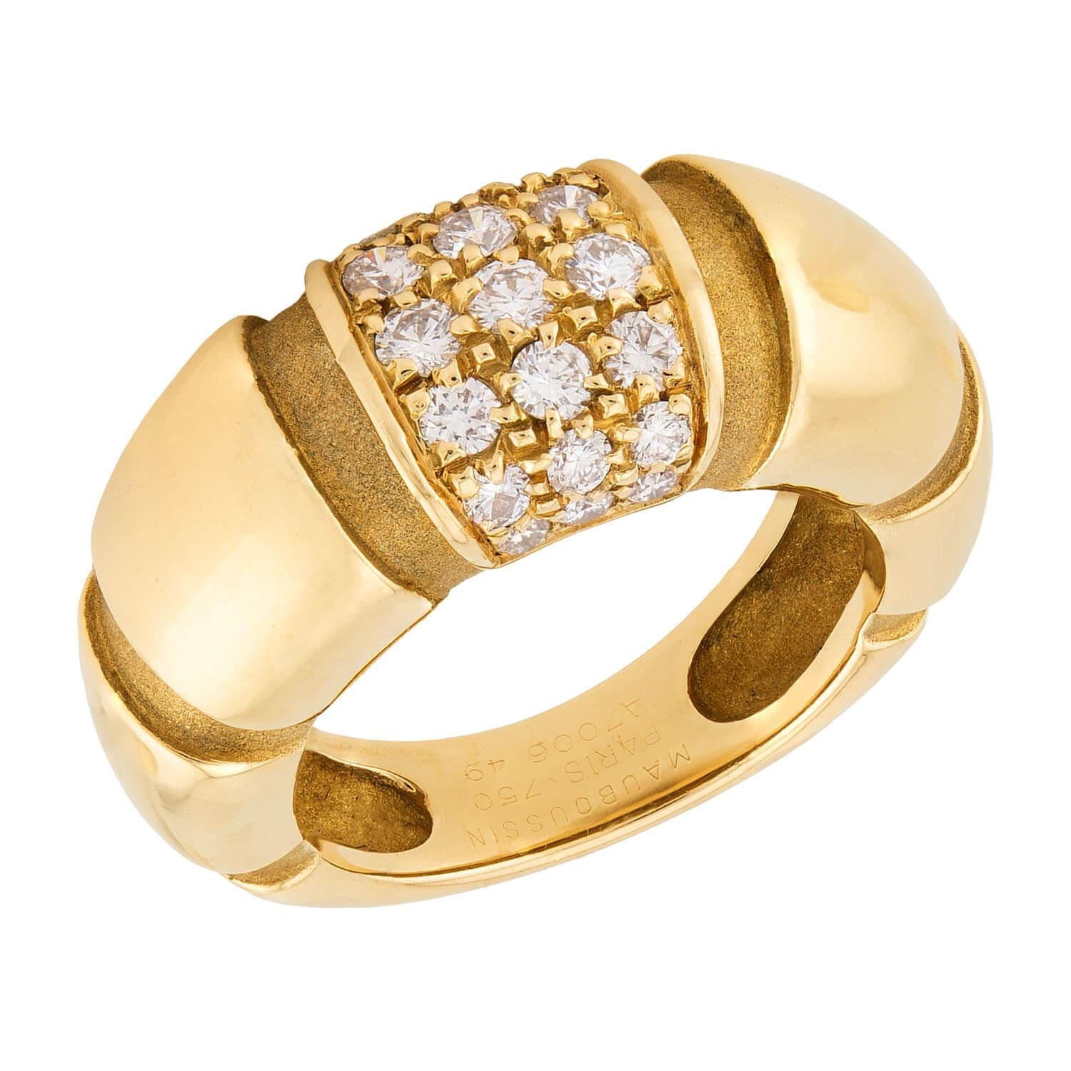 MAUBOUSSIN Vintage French 18k Diamond Dome Ring