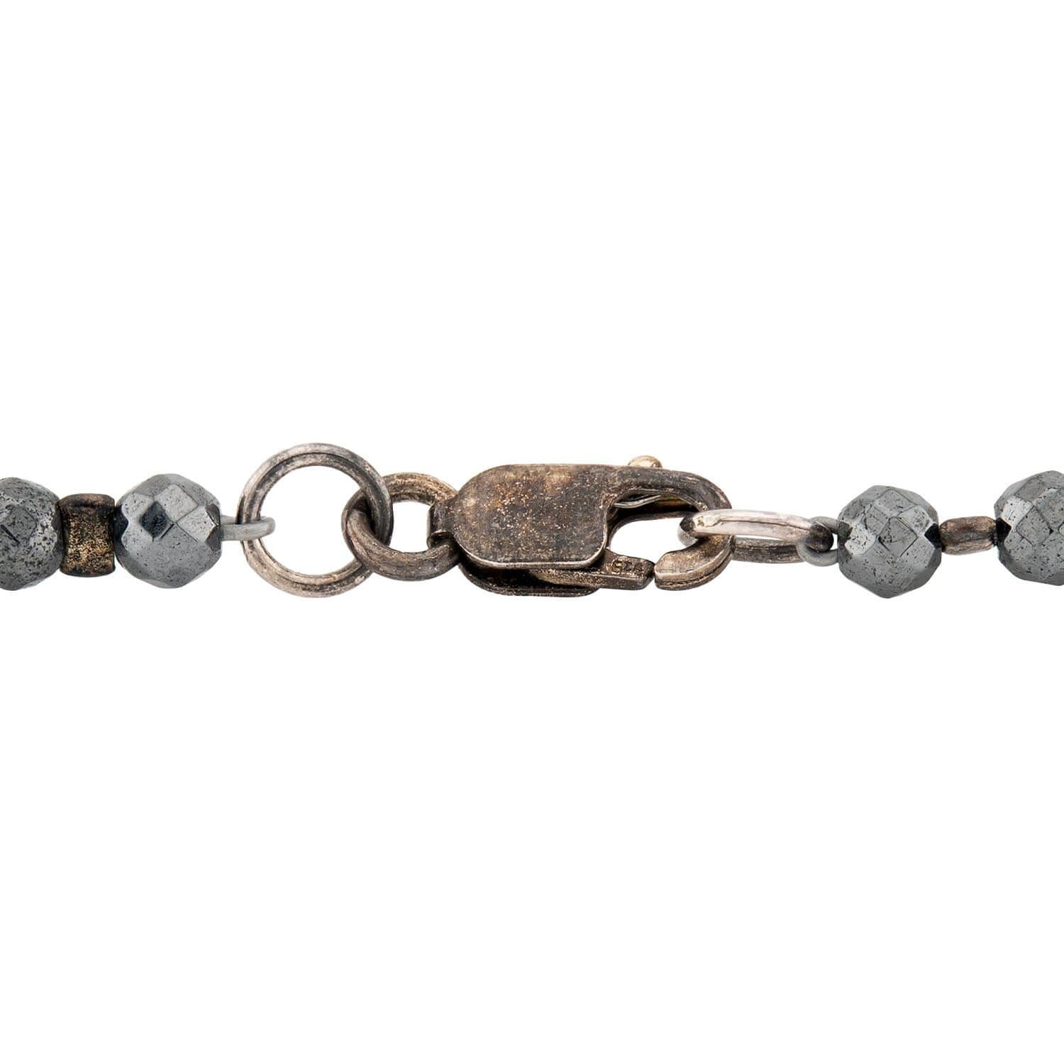Vintage Sterling Silver Pyrite Bead Necklace 52"