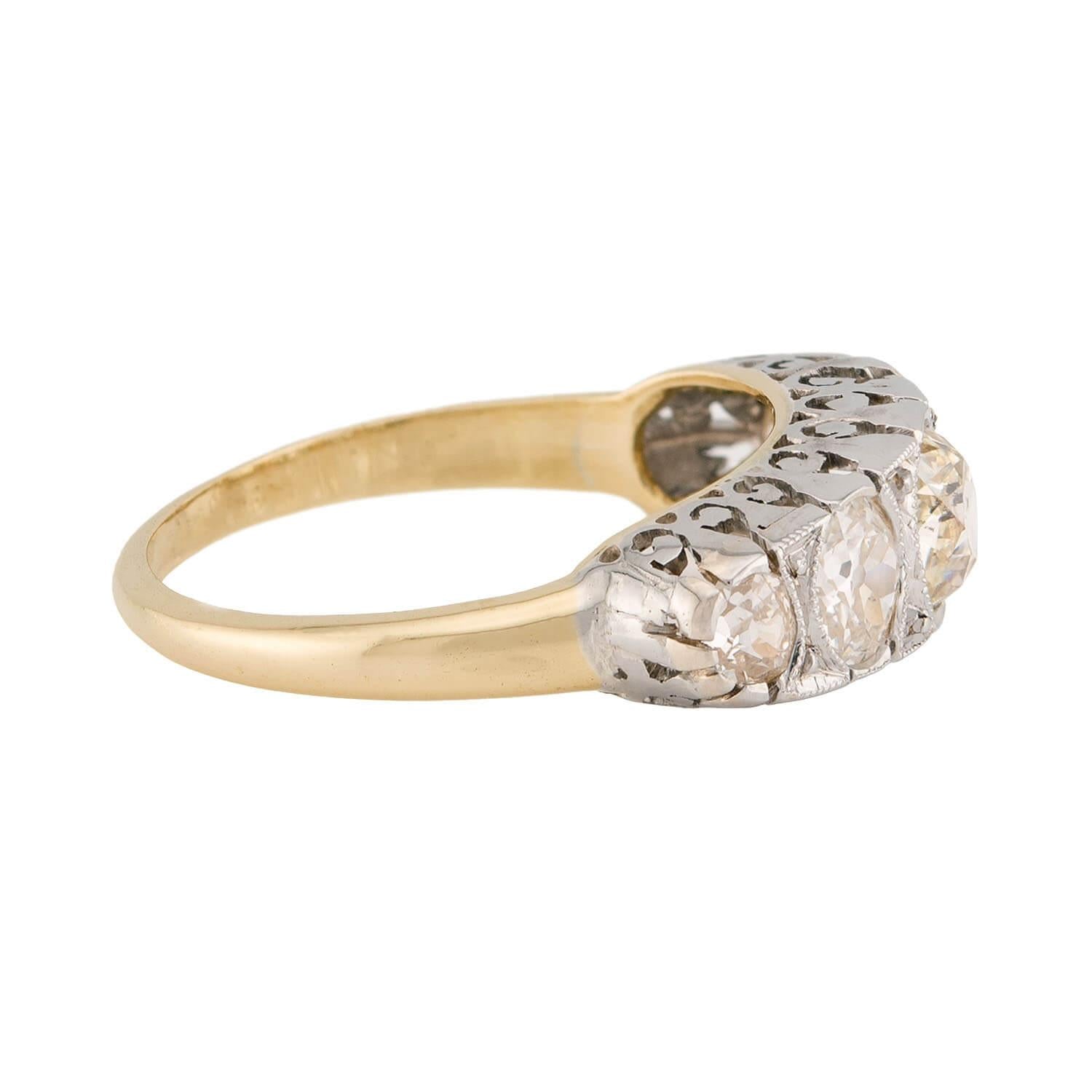 Edwardian 14k/Platinum Diamond Five Stone Ring