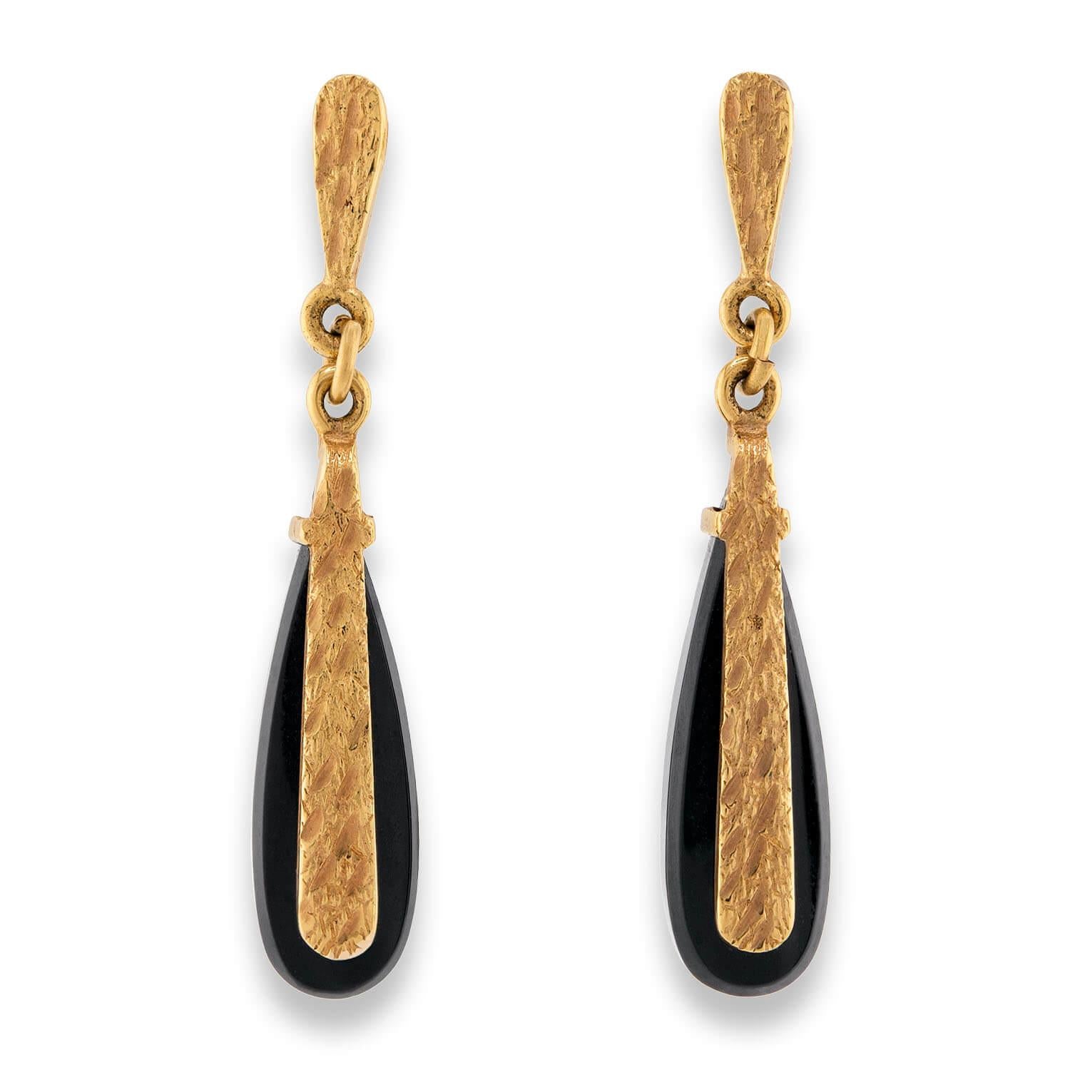 Victorian 14k Onyx Drop Earrings